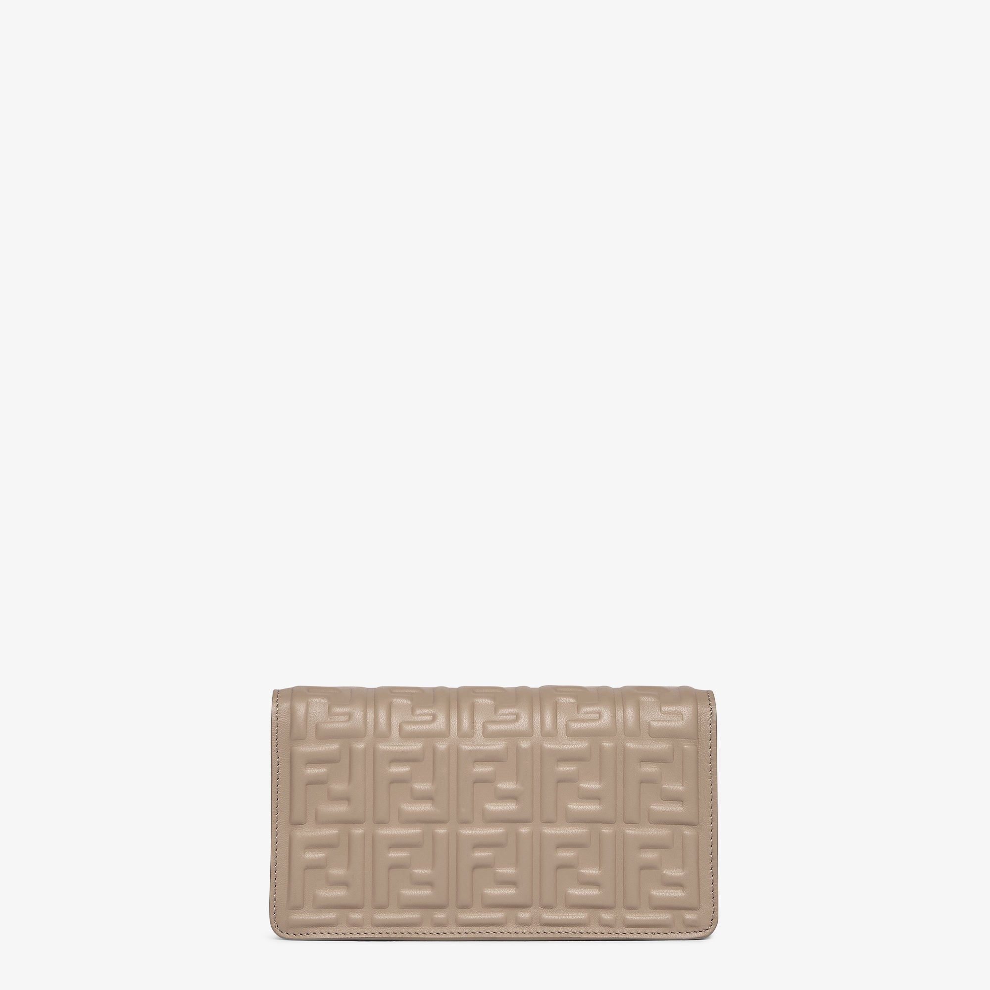Wallet On Chain Baguette Dove gray nappa leather wallet with FF motif