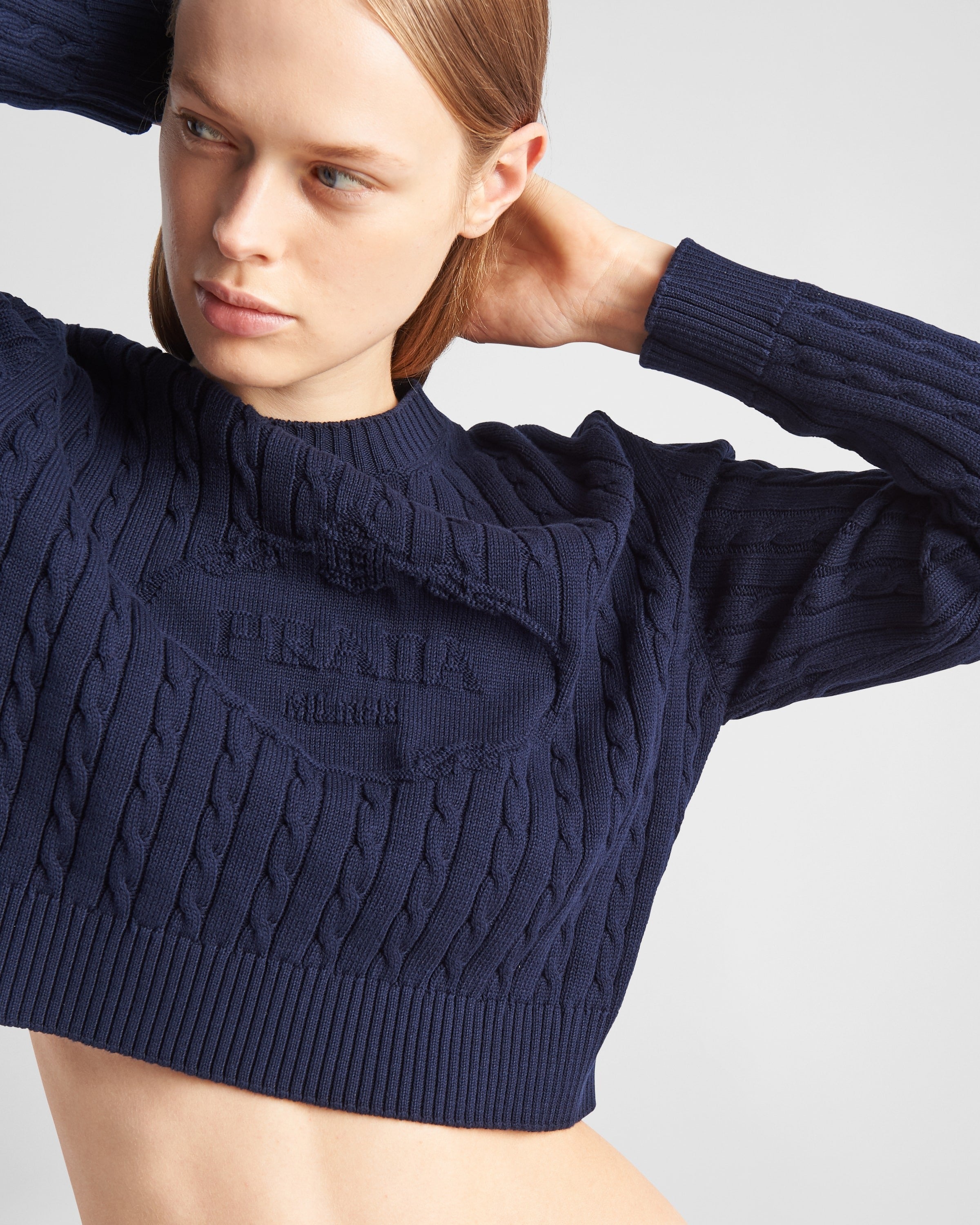Cotton crew-neck sweater Navy