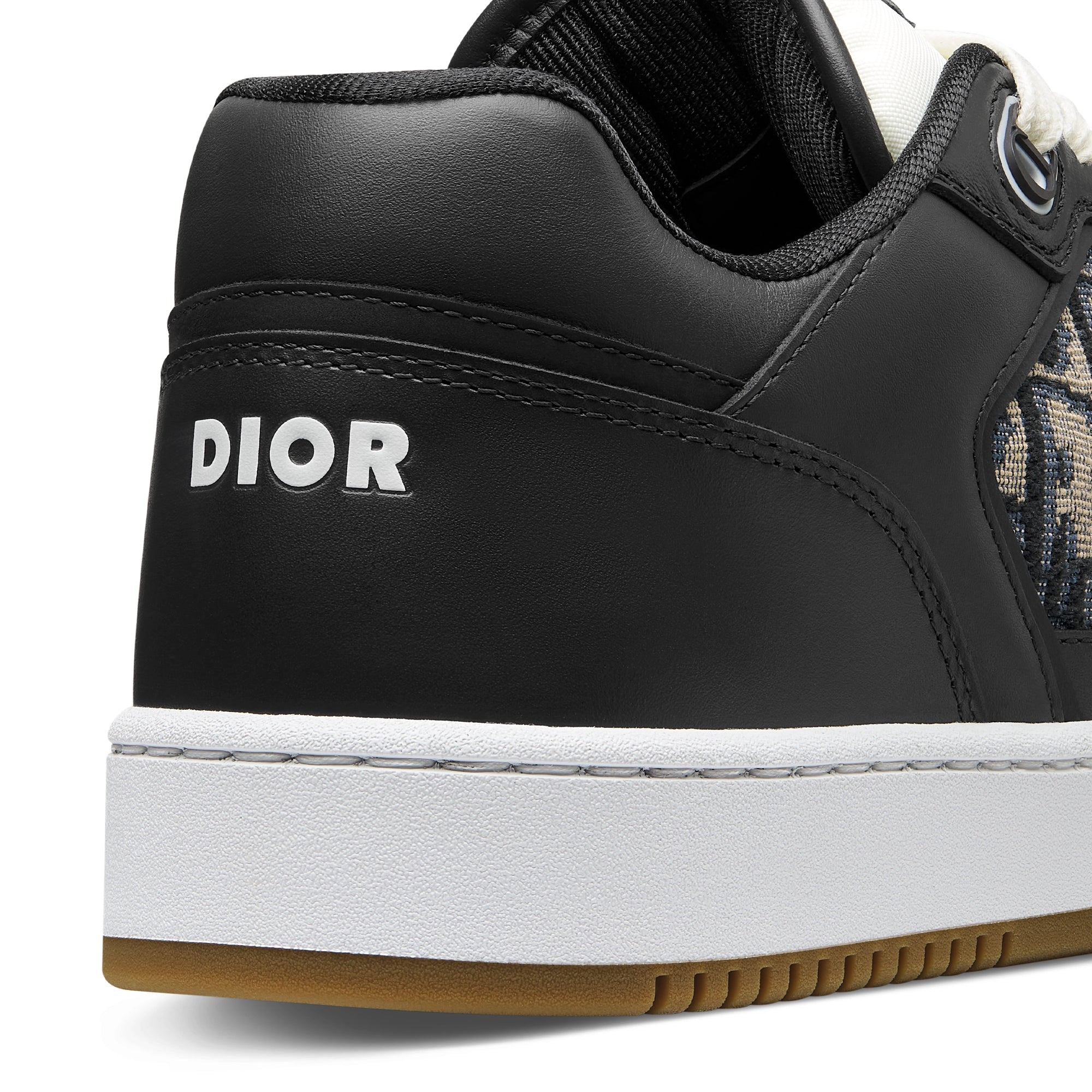 B27 Low-Top Sneaker - Black Smooth Calfskin with Beige and Black Dior Oblique Jacquard