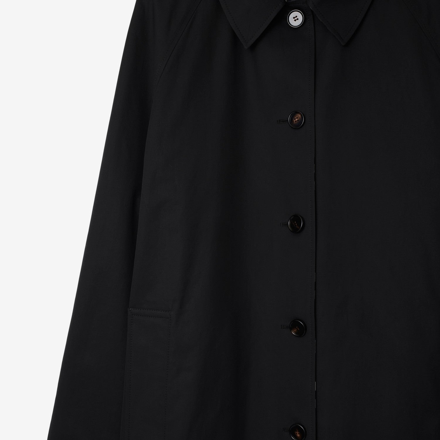 Long Reversible Gabardine Car Coat - Black