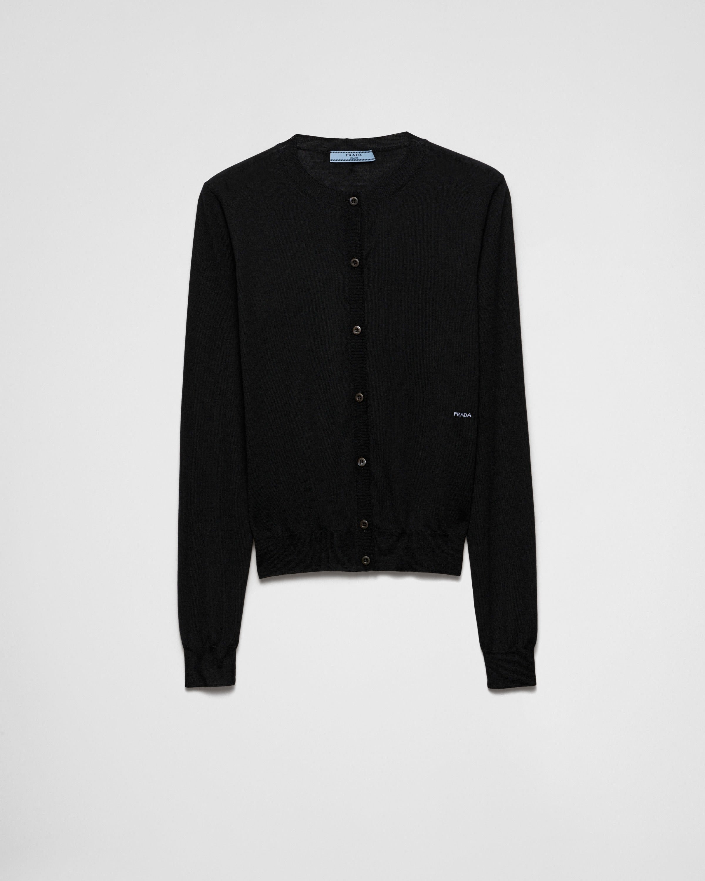 Superfine wool cardigan Black
