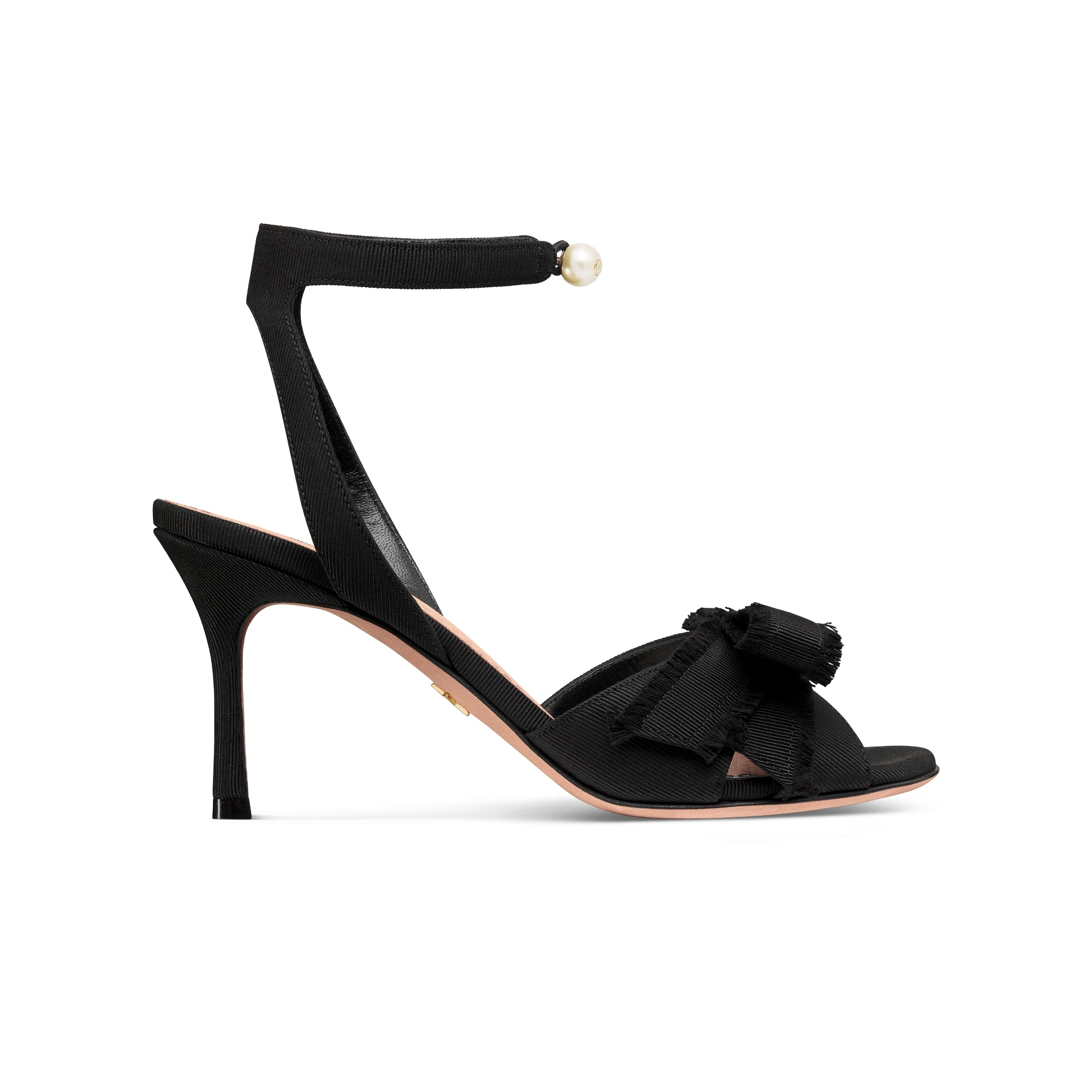 Adiorable Heeled Sandal - Black Fringed Grosgrain