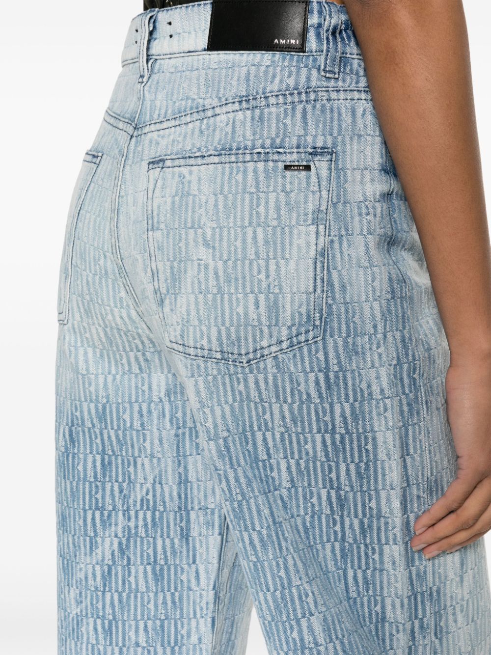 Logo-jacquard wide-leg jeans