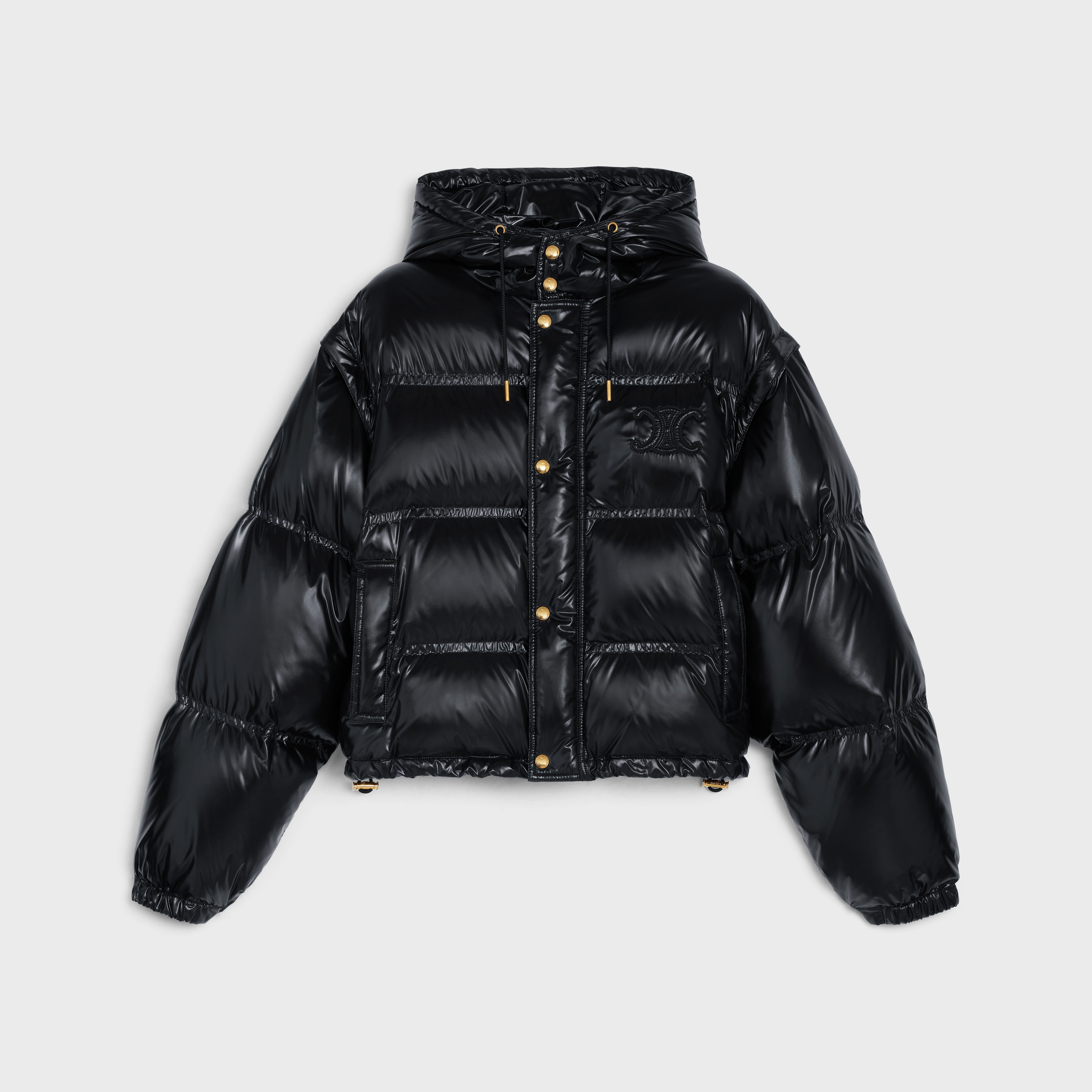 CROPPED TRIOMPHE DOWN JACKET IN LIGHTWEIGHT NYLON - BLACK