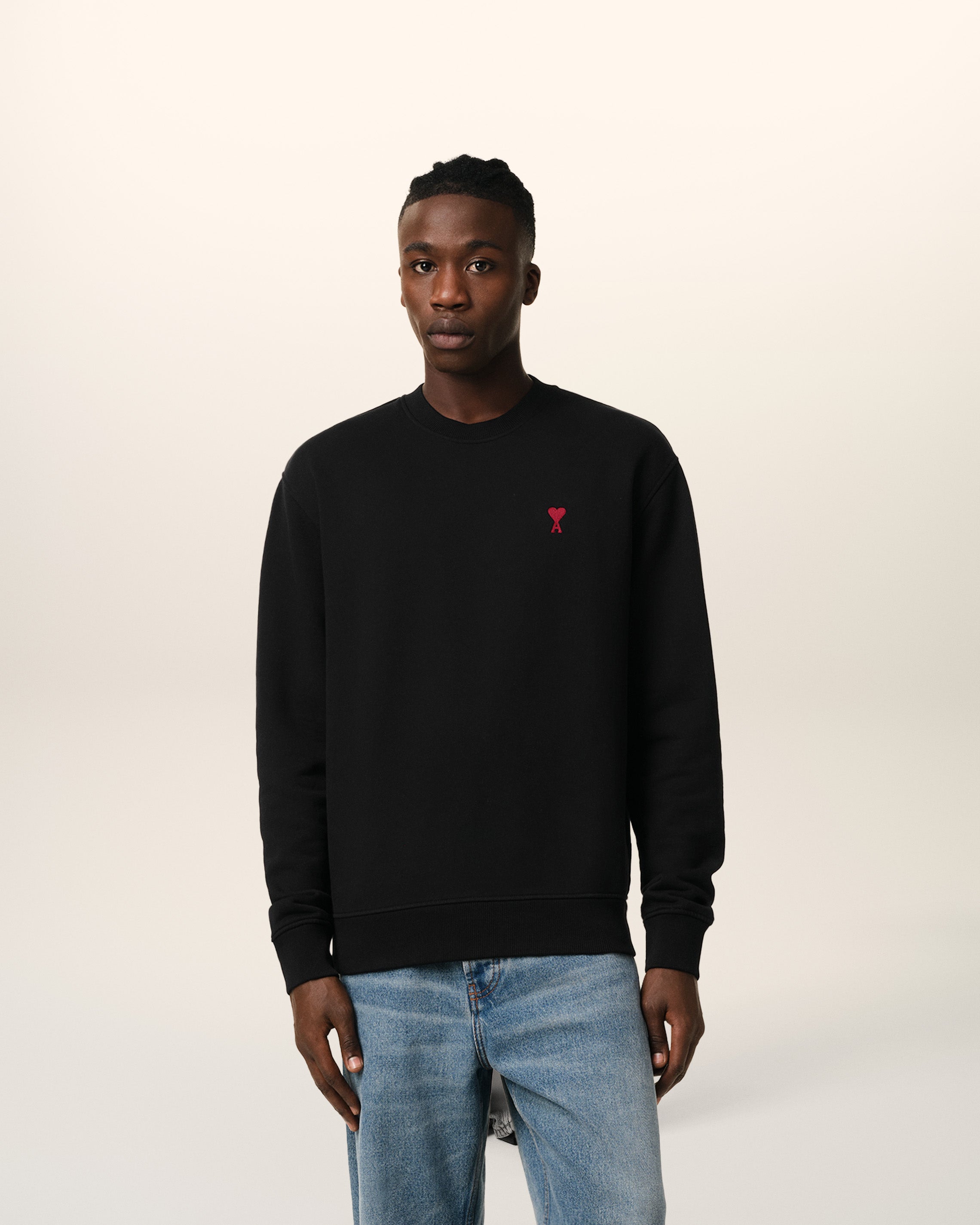 BLACK COTTON AMI DE COEUR SWEATSHIRT BLACK