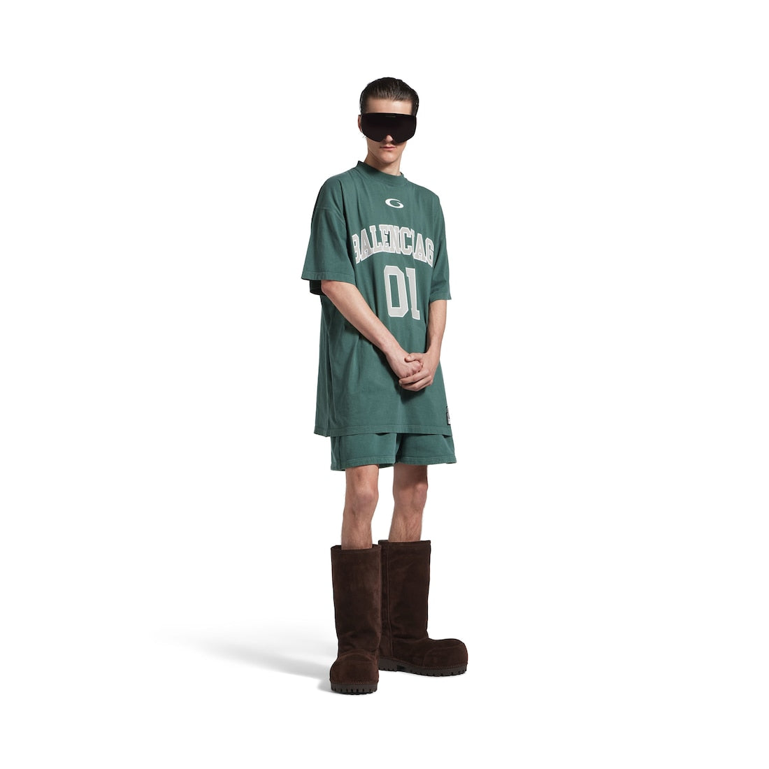 Men's Basketball Oversized T-shirt in Dark Green/Light Green