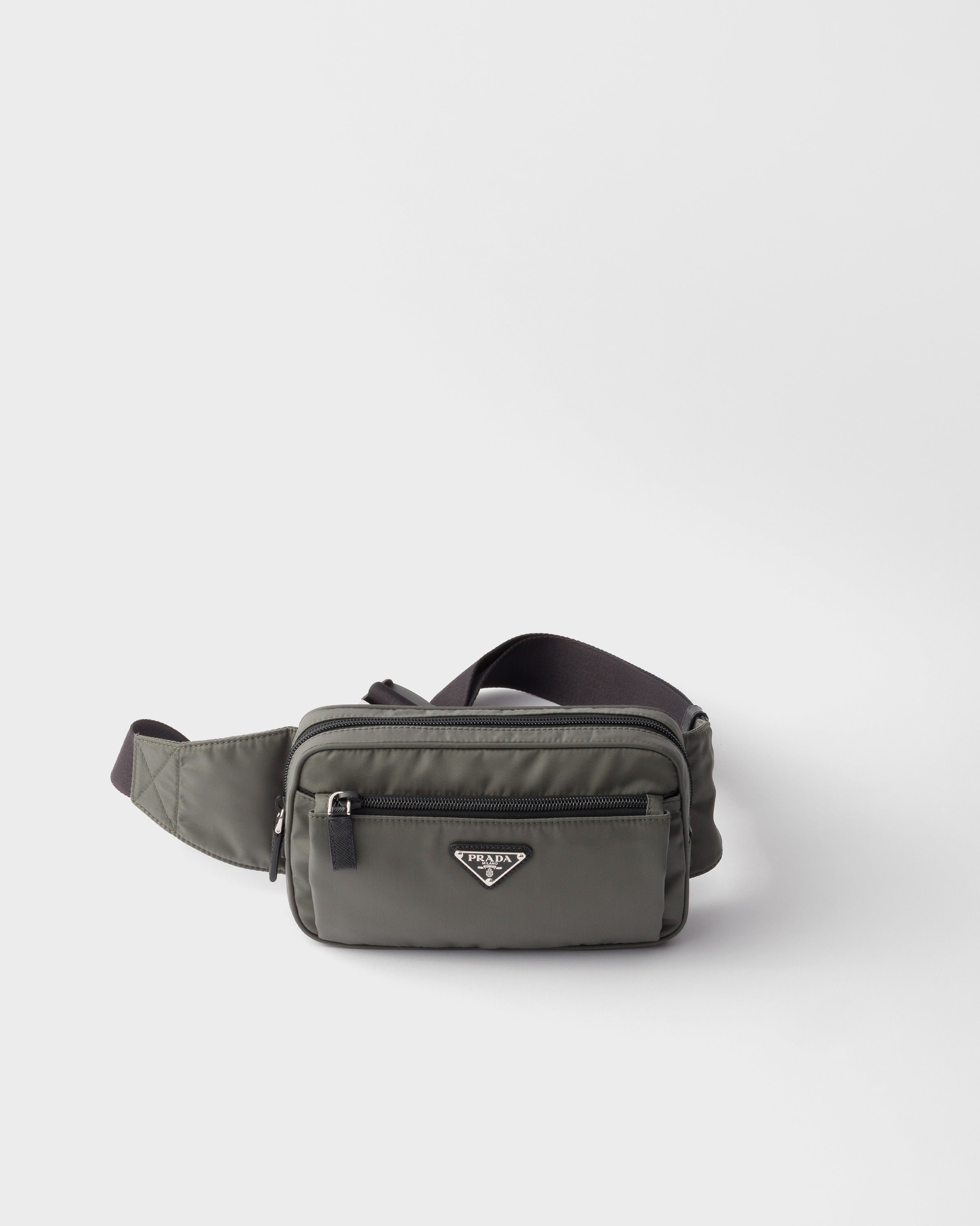 Re-Nylon and Saffiano leather belt bag Forest Green