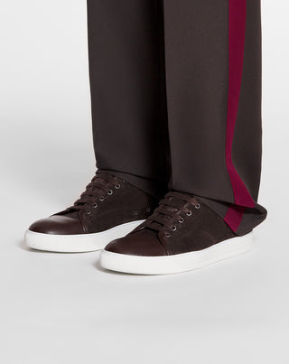 DBB1 LEATHER AND SUEDE SNEAKERS - ESPRESSO/WHITE