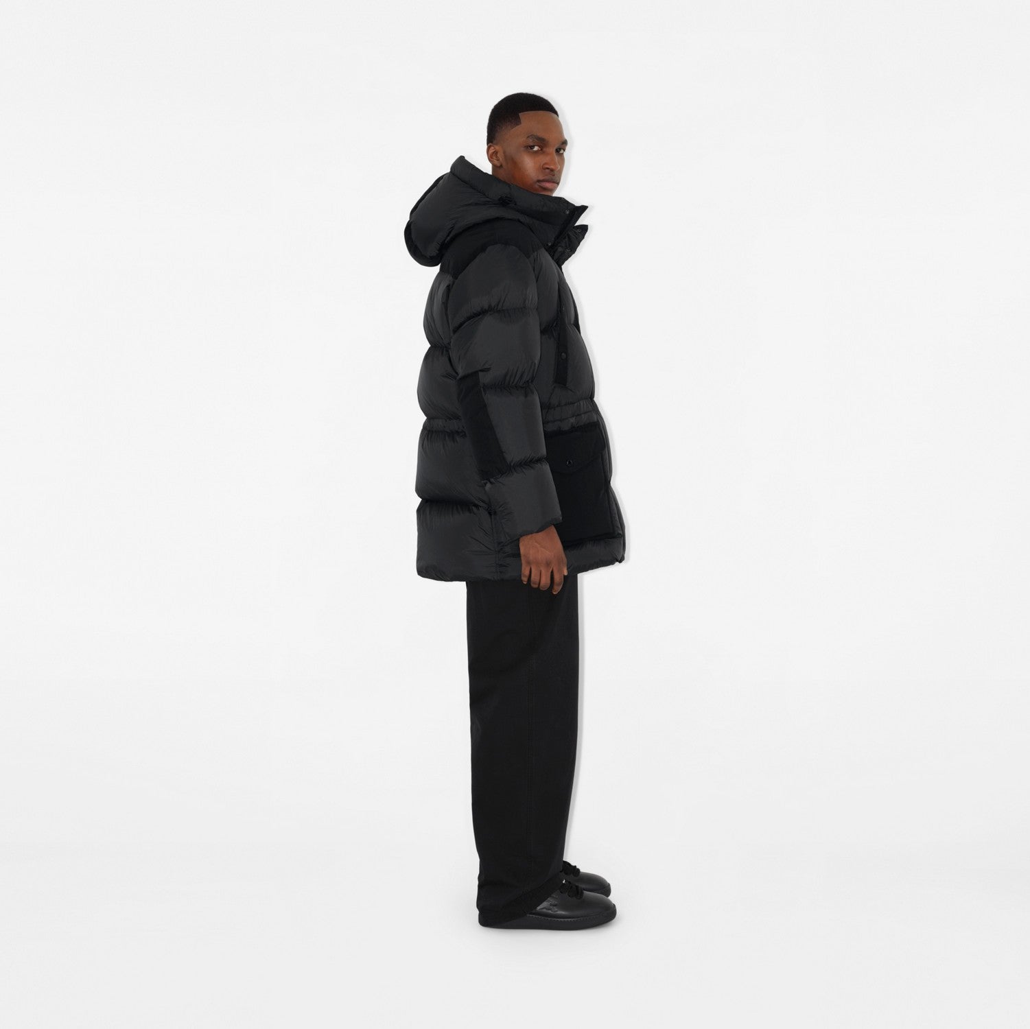 Nylon Puffer Coat - Charcoal grey