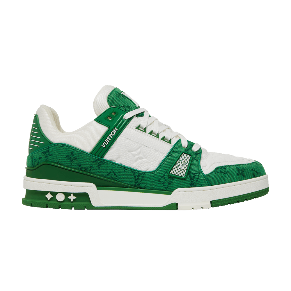 Louis Vuitton Trainer Green Monogram Denim White