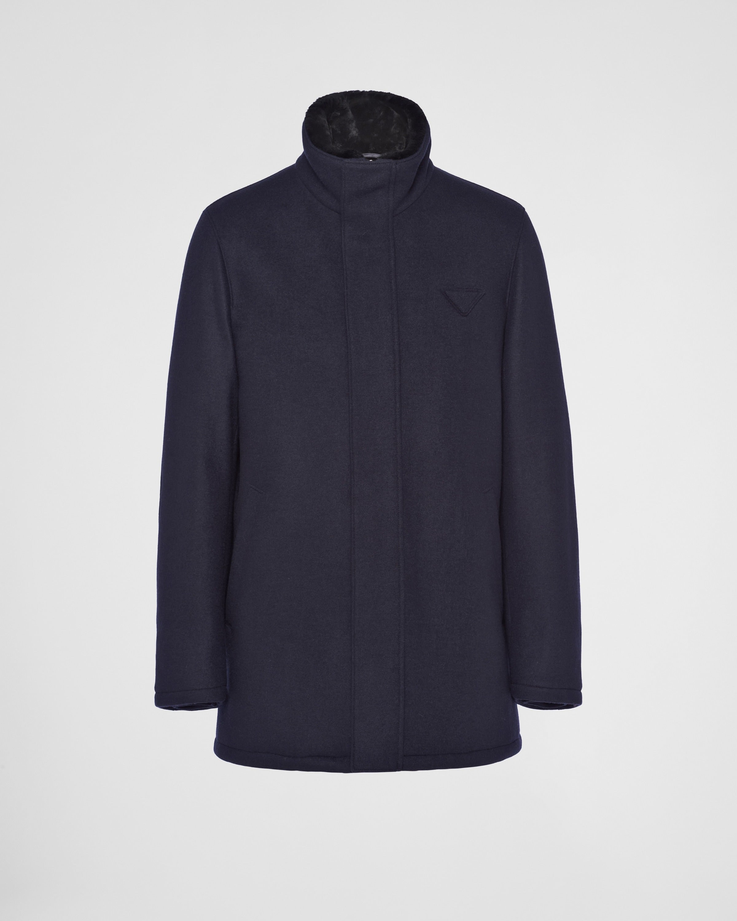 Wool blend and shearling jacket Navy