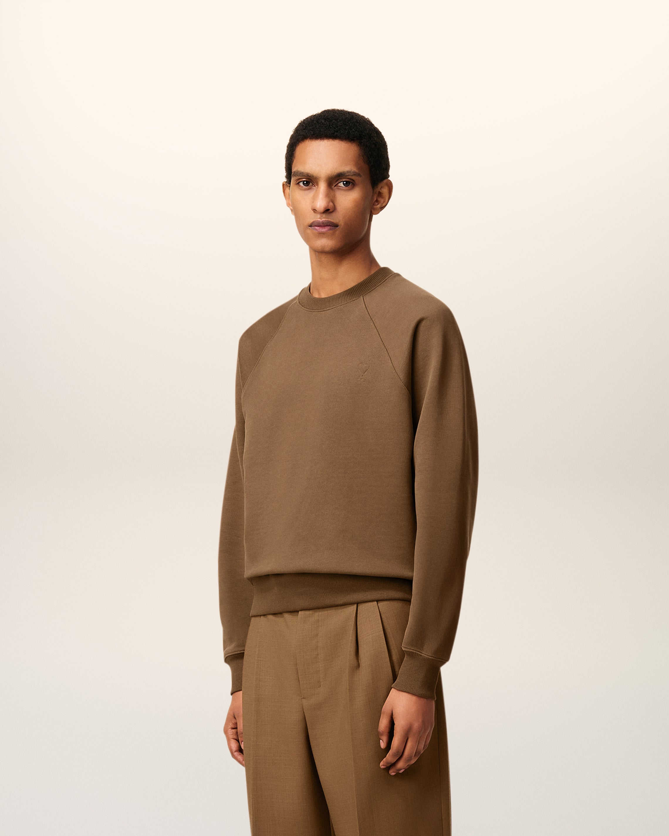 Brown Cotton Ami De Coeur Sweatshirt HAZELNUT