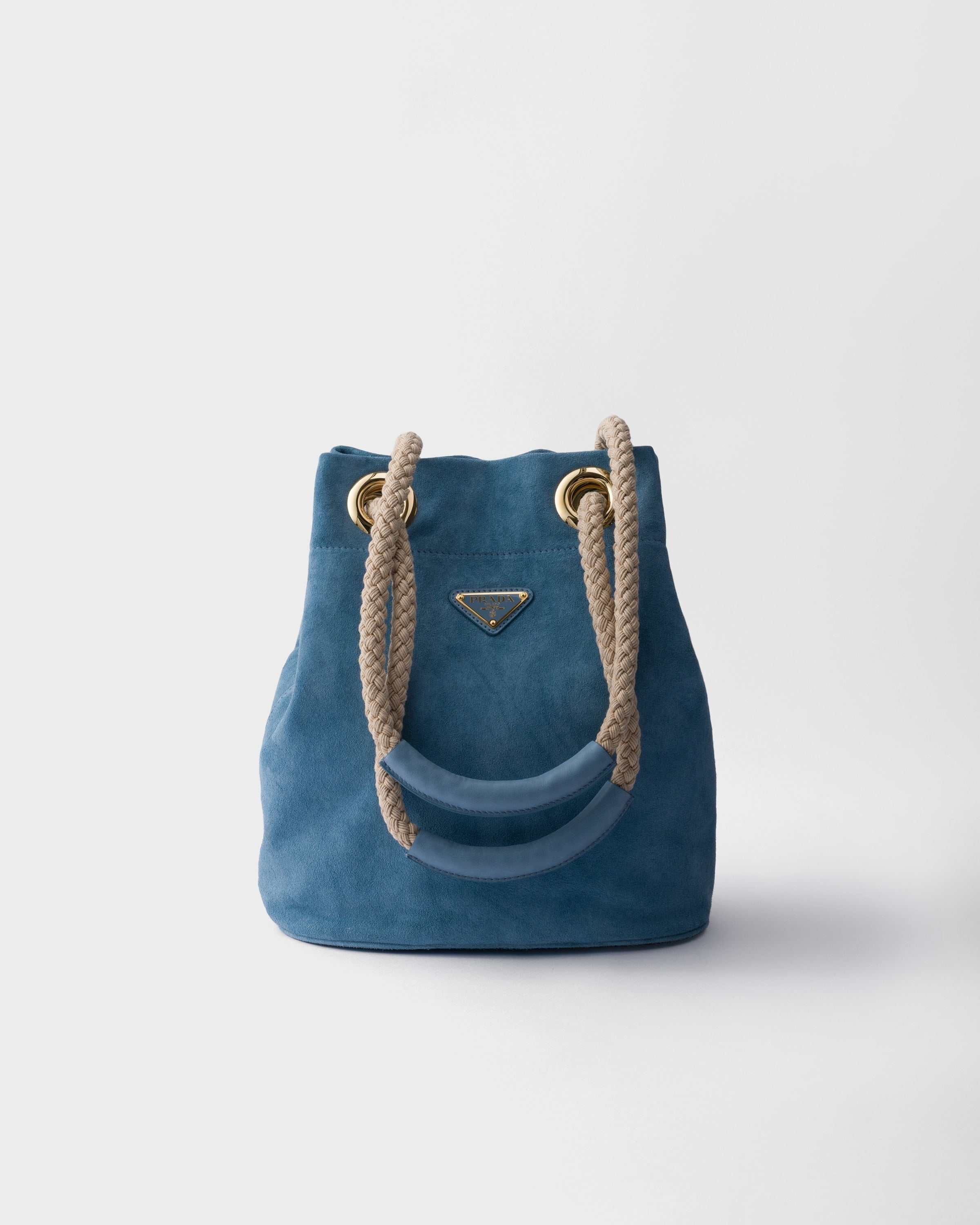 Small Prada Mariner suede bucket bag Astral Blue