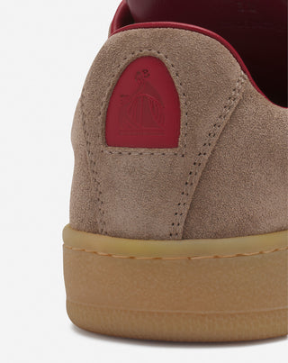 LANVIN X FUTURE HYPER CURB SNEAKERS IN LEATHER AND SUEDE FOR MEN - TAUPE/RED