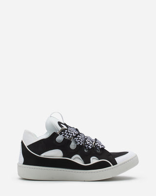 LEATHER CURB SNEAKERS - BLACK/WHITE