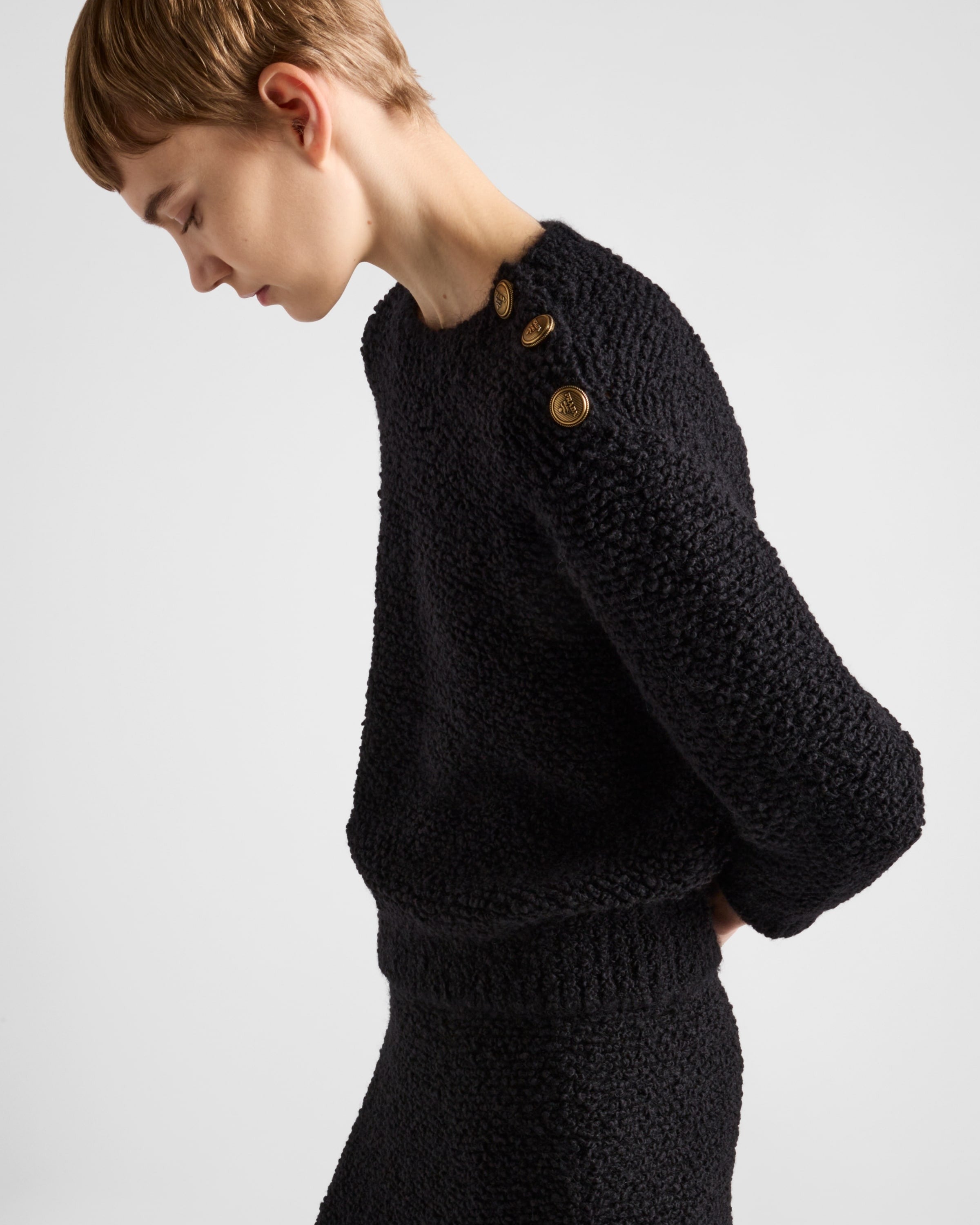 Bouclé mohair crew-neck sweater Black
