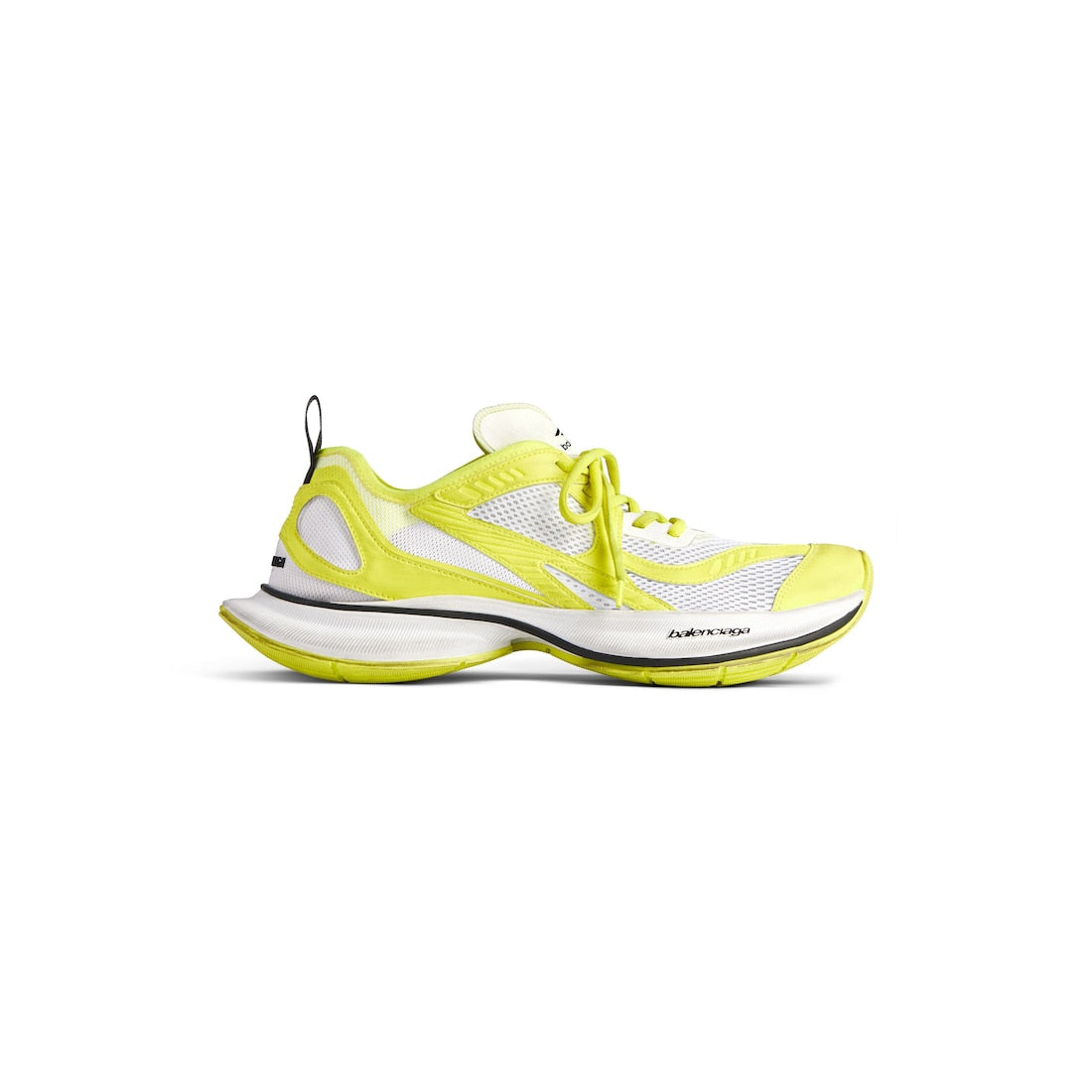 Circuit Sneaker in neon yellow, white and black polyester, polyurethane, TPU and polyamide