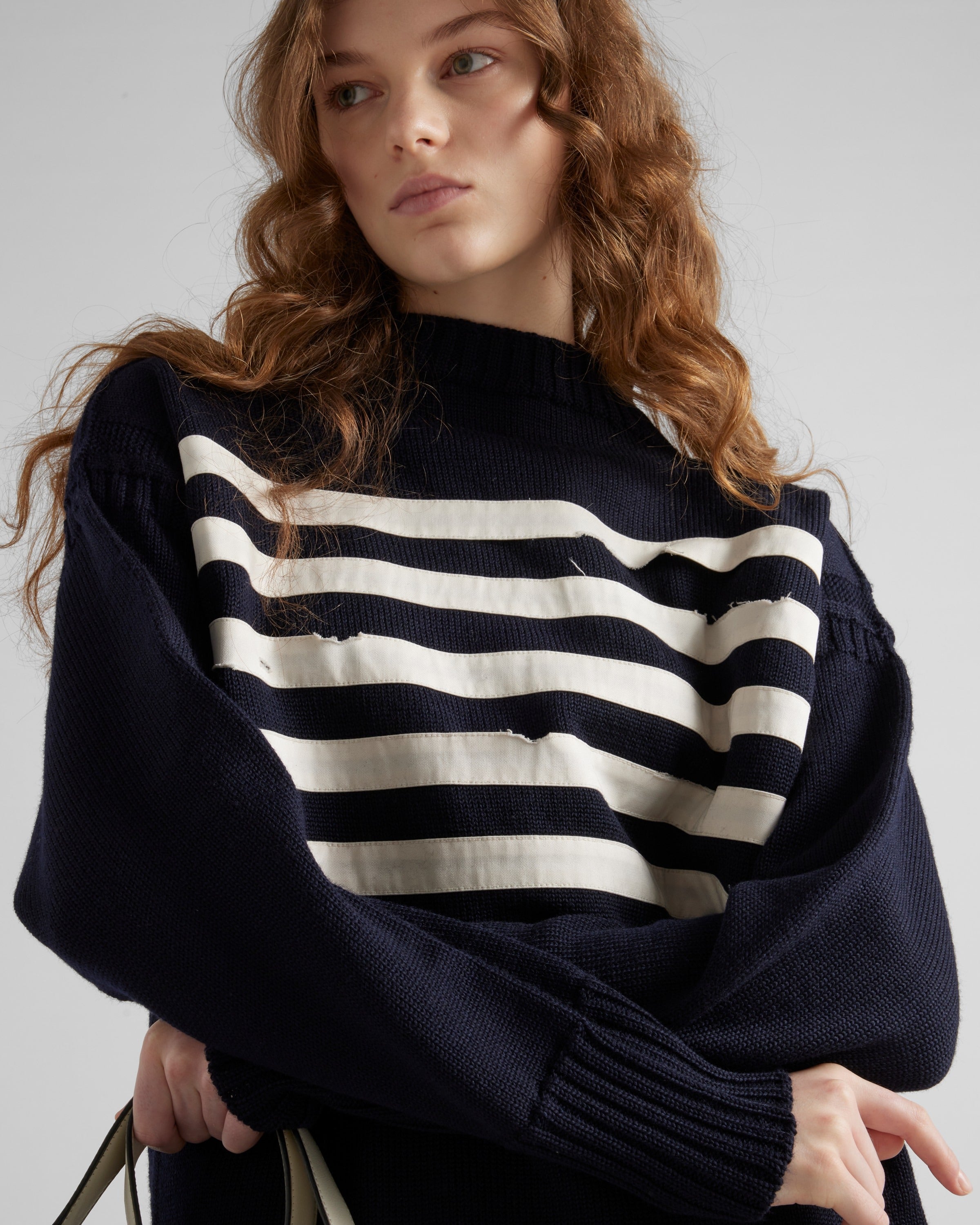 Oversized wool sweater Blue/White