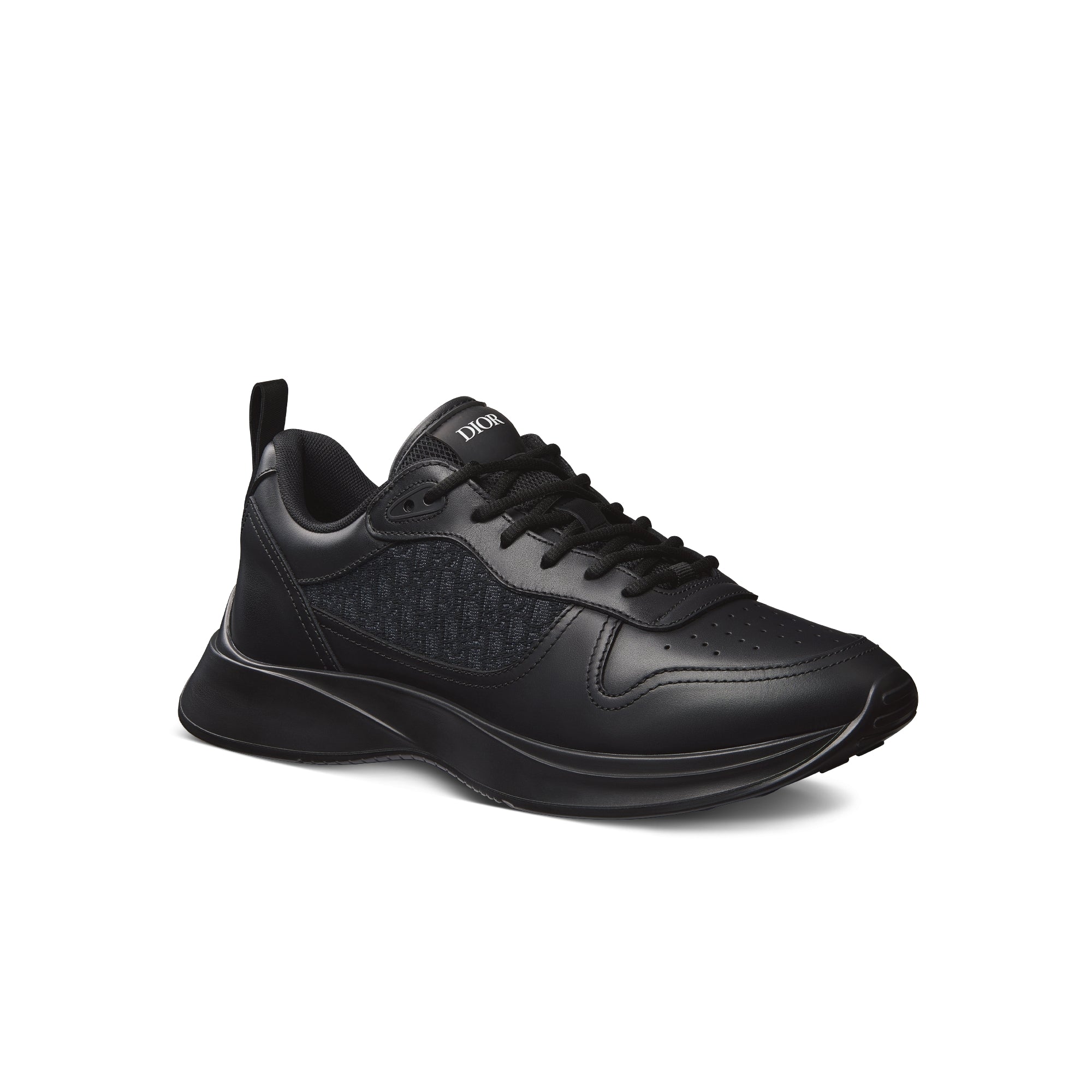 B25 Runner Sneaker - Black Smooth Calfskin and Dior Oblique Jacquard