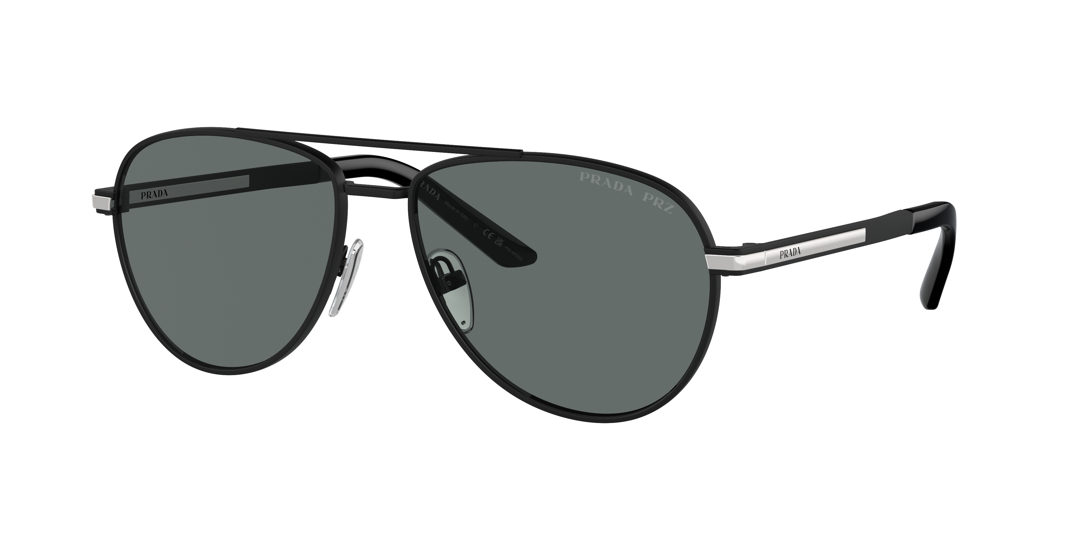 PRADA PR A54S Matte Black - Men Luxury Sunglasses, Dark Grey Polar Lens