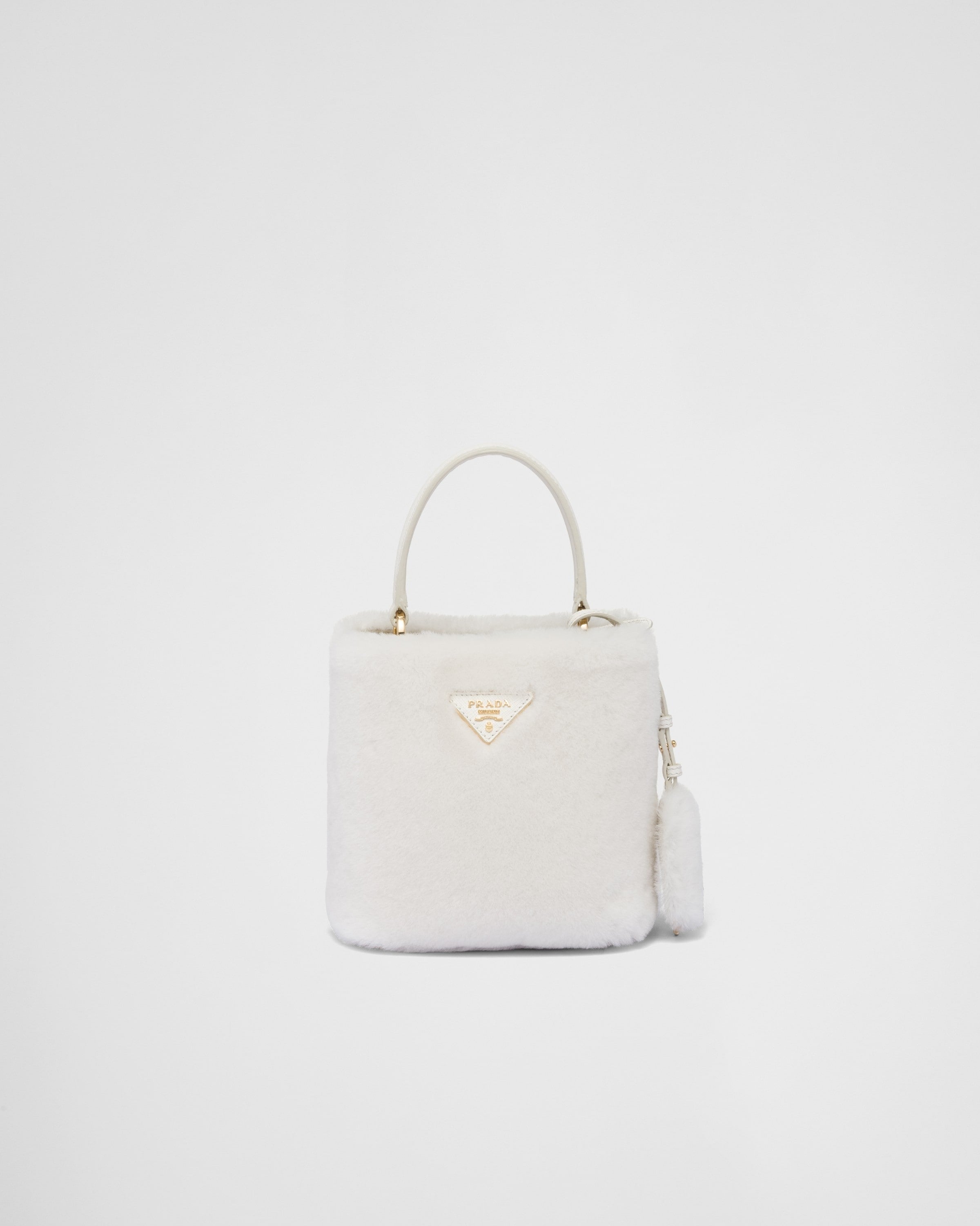 Prada Panier shearling mini-bag White