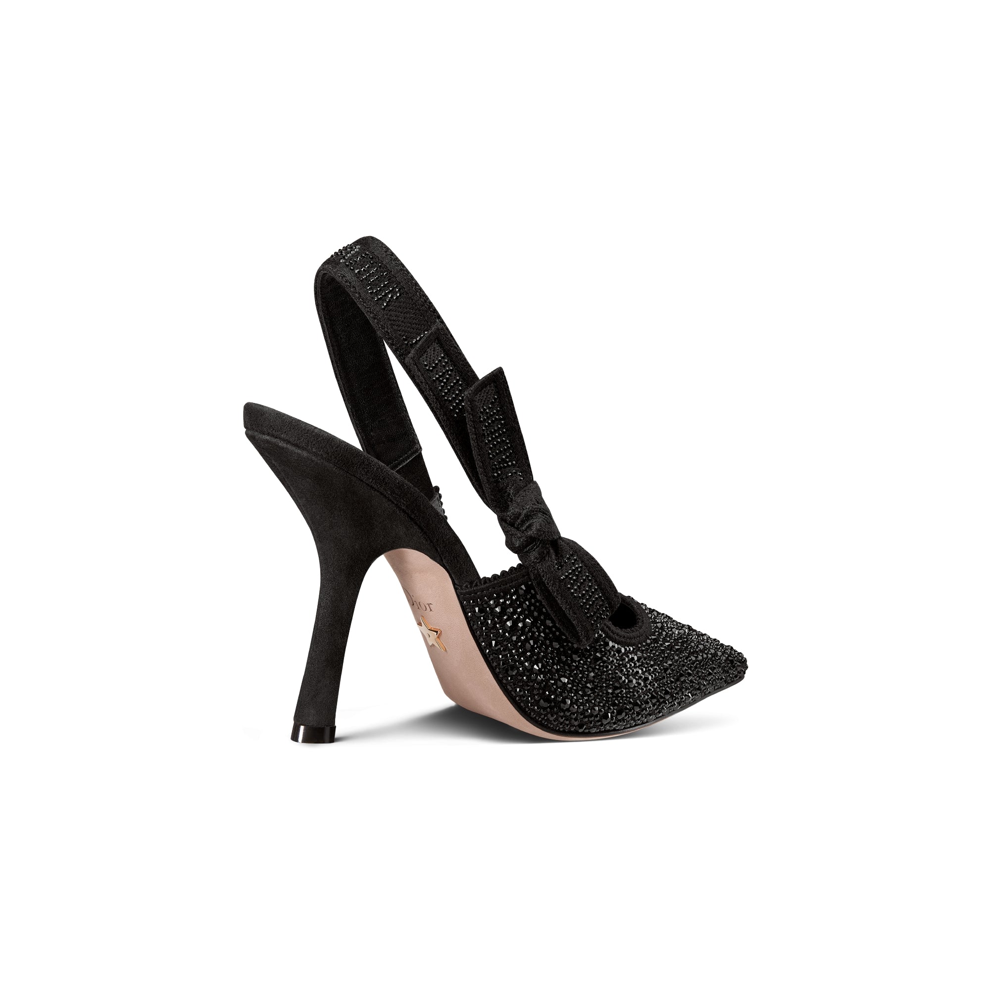 J'Adior Slingback Pump - Black Technical Fabric and Strass