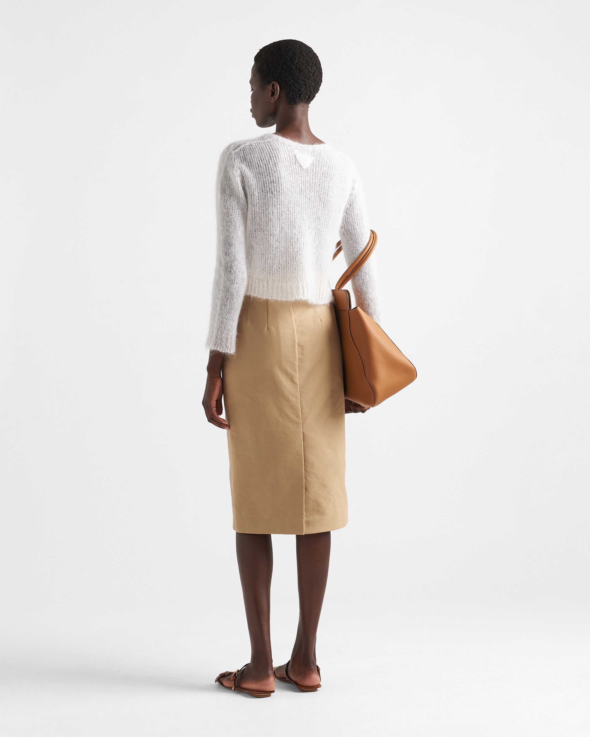 Mohair crew-neck sweater Natural