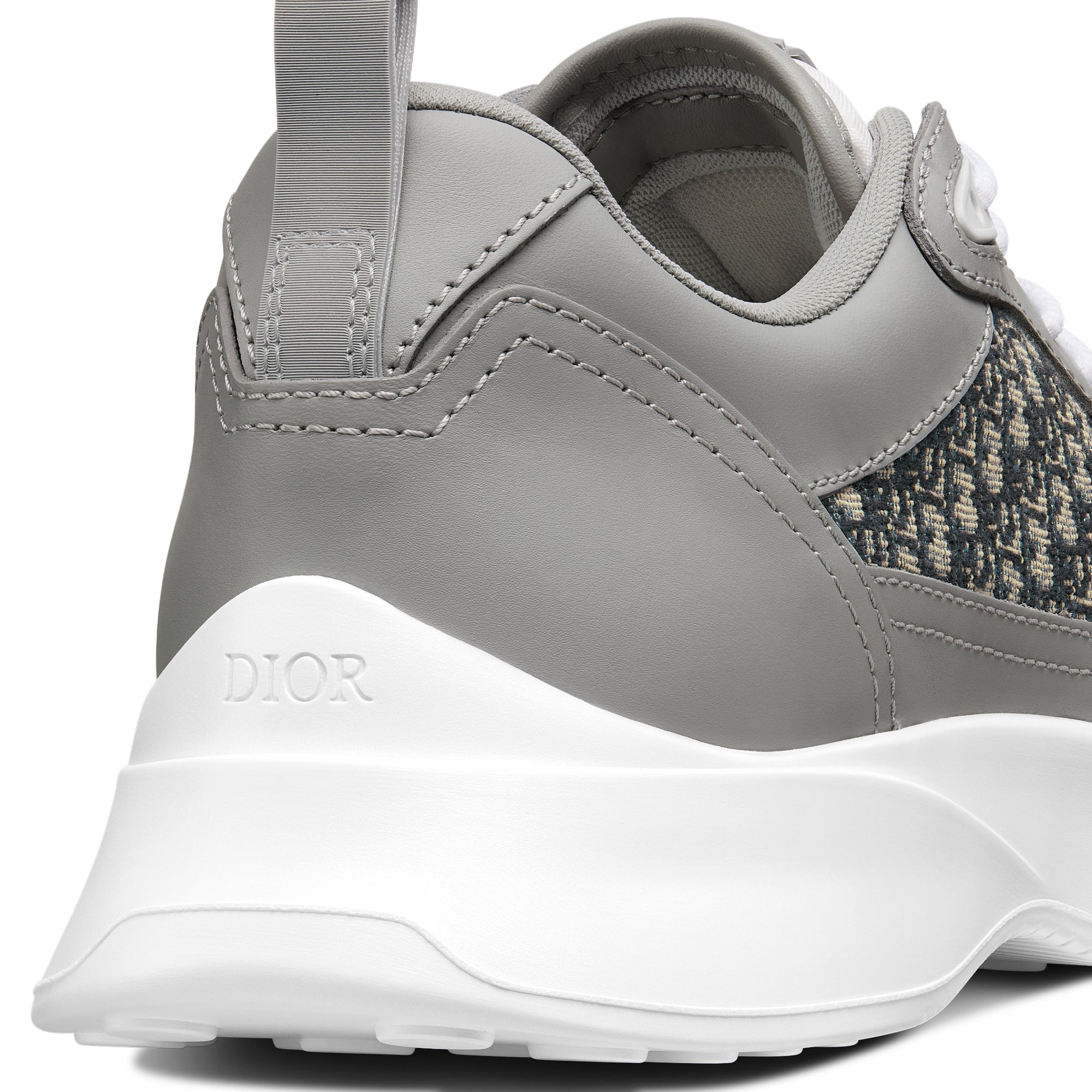 B25 Runner Sneaker - Dior Gray and White Smooth Calfskin with Beige and Black Dior Oblique Jacquard