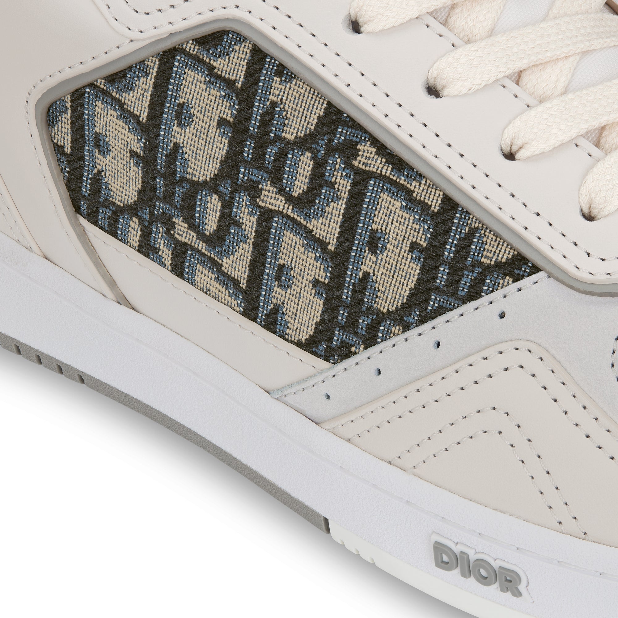 B27 Low-Top Sneaker - Cream and White Smooth Calfskin with Beige and Black Dior Oblique Jacquard