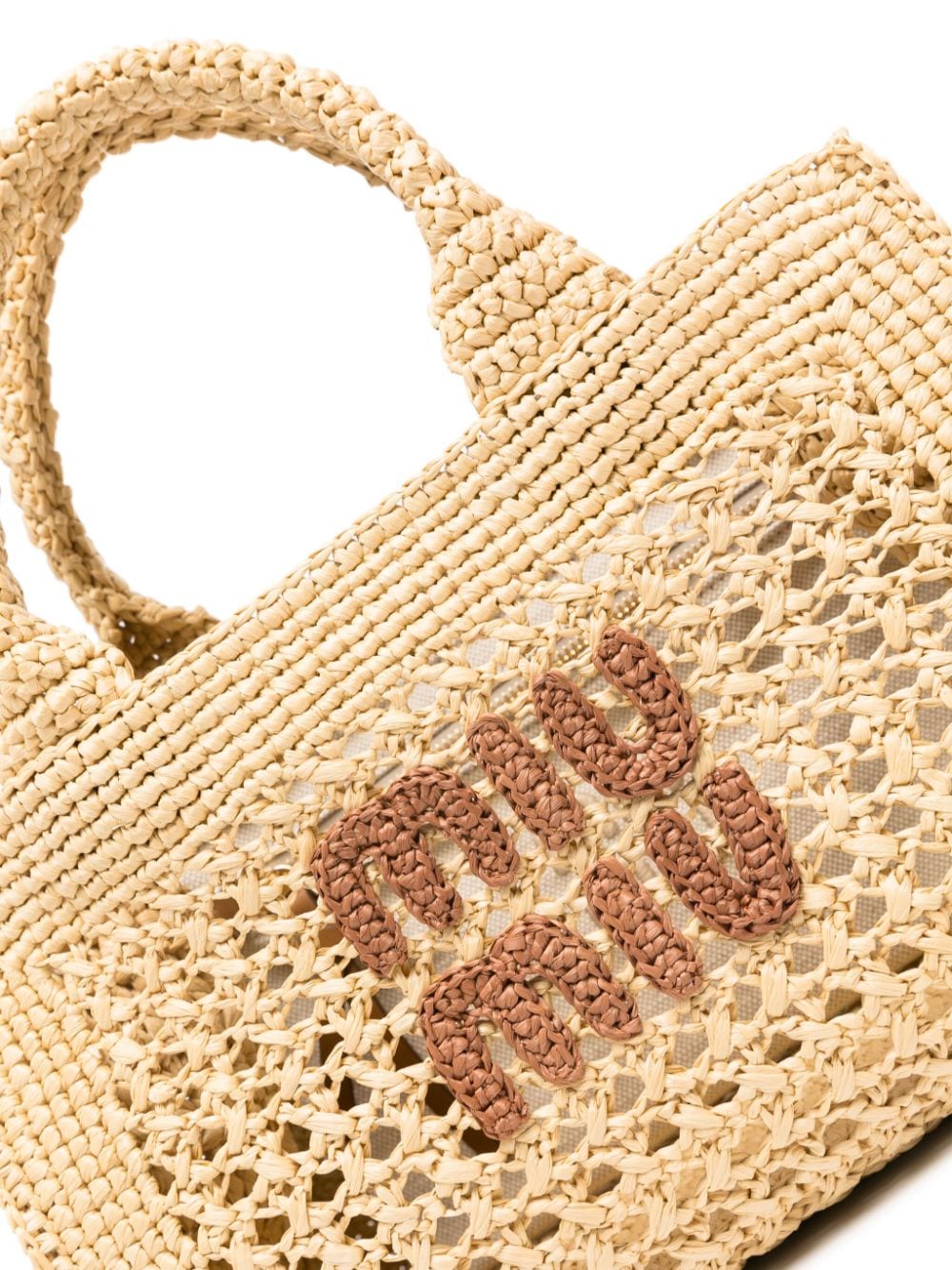 Miu Miu logo-embroidered Raffia Tote Bag