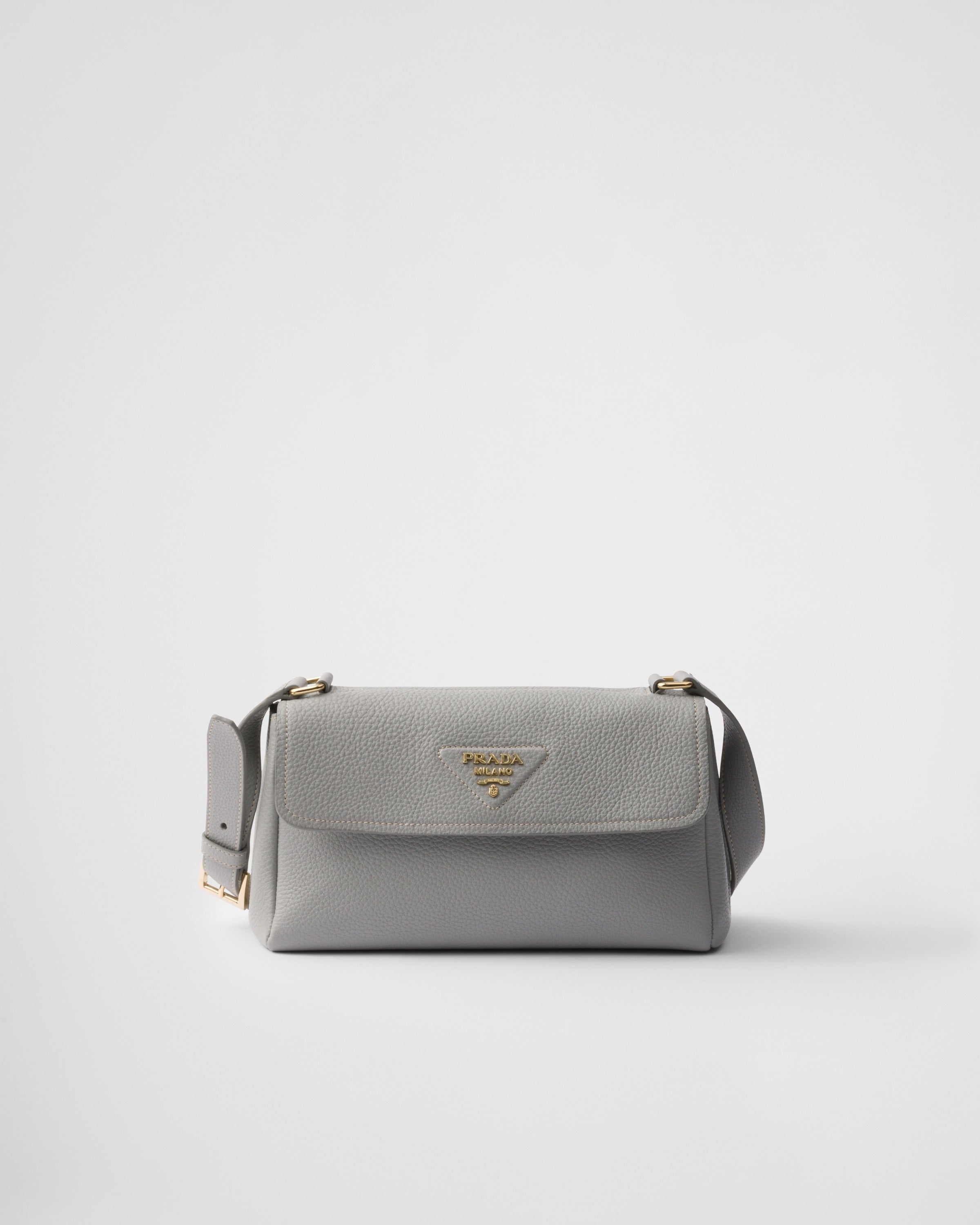Small leather shoulder bag Granite Gray