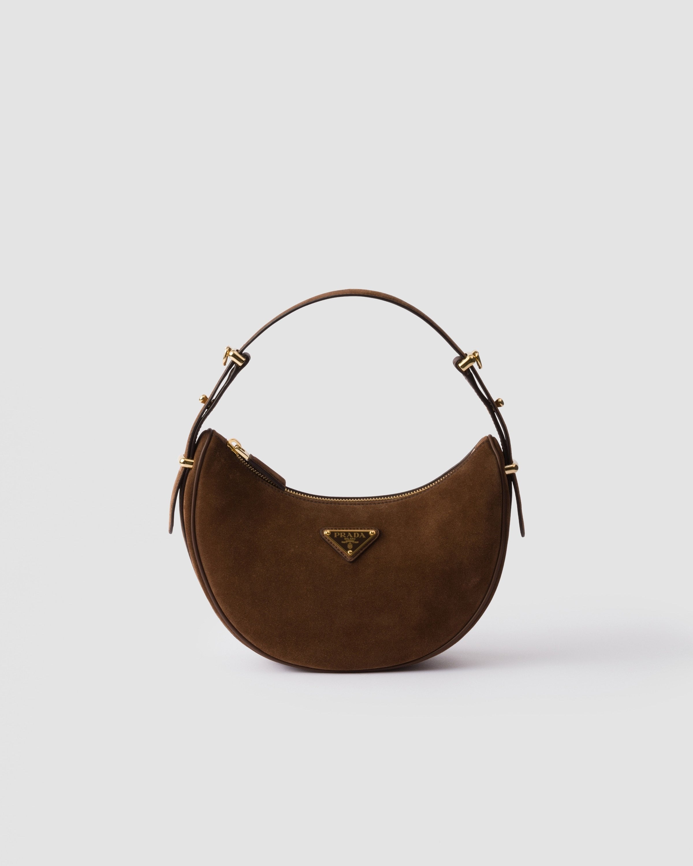 Prada Arqué suede shoulder bag Cocoa Brown