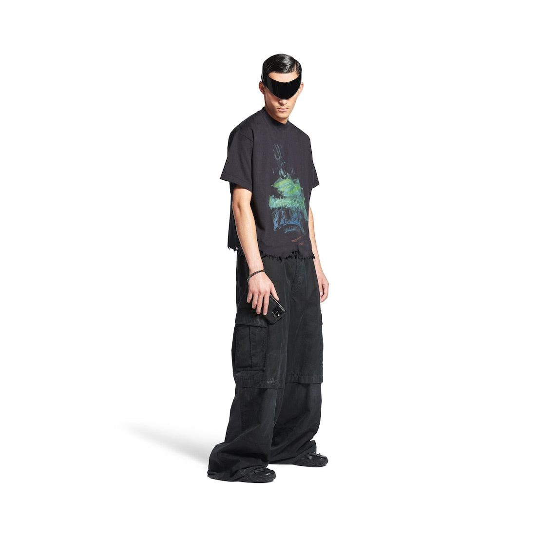 Diy Imprint Cropped T-shirt in Black Faded