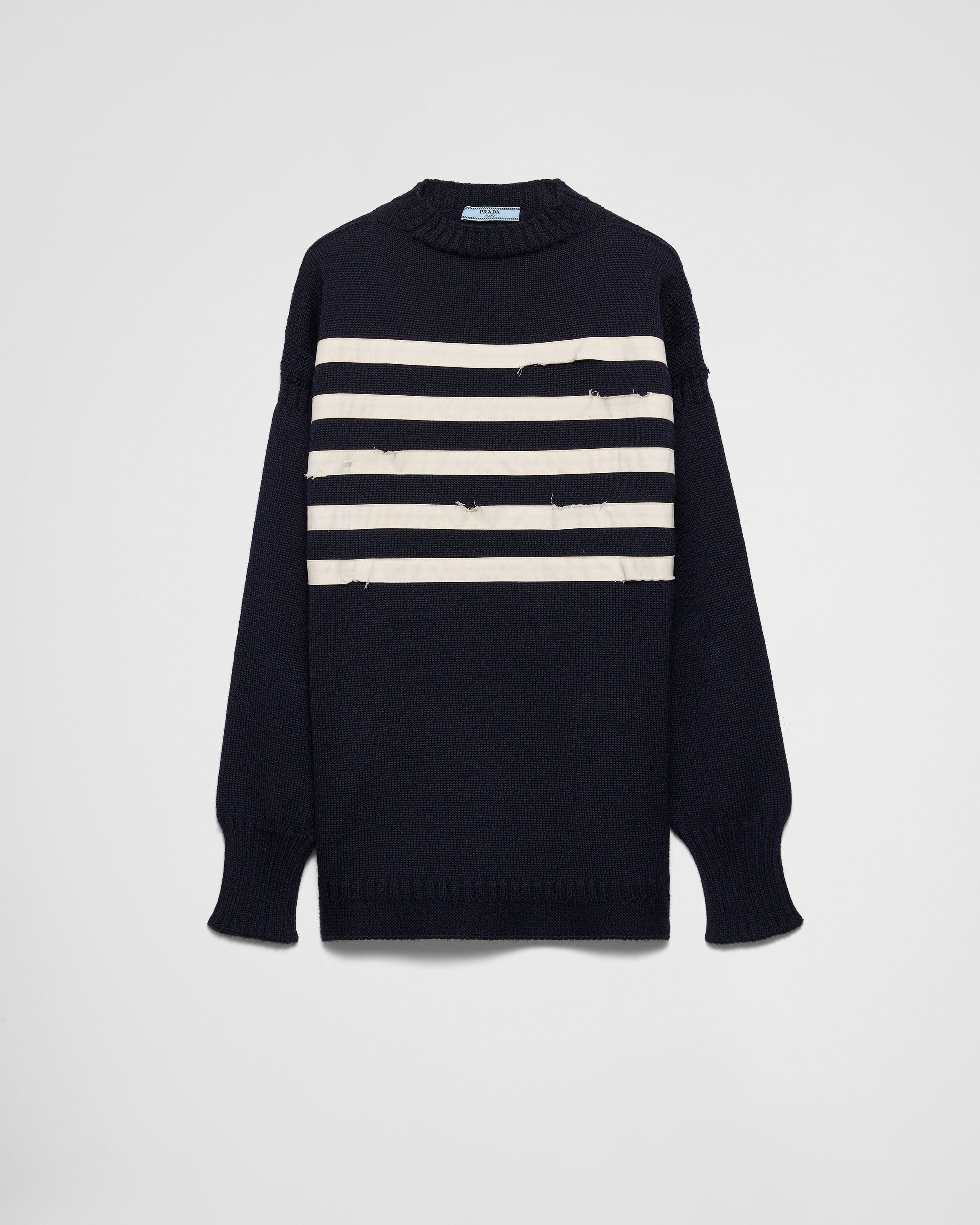 Oversized wool sweater Blue/White