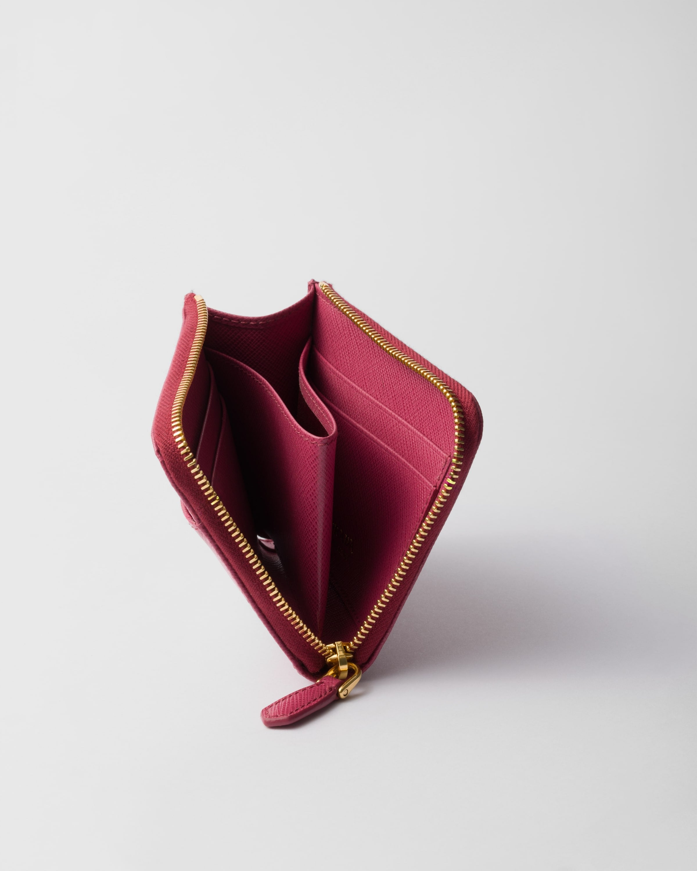 Small Saffiano leather zipper wallet Bruyere Pink
