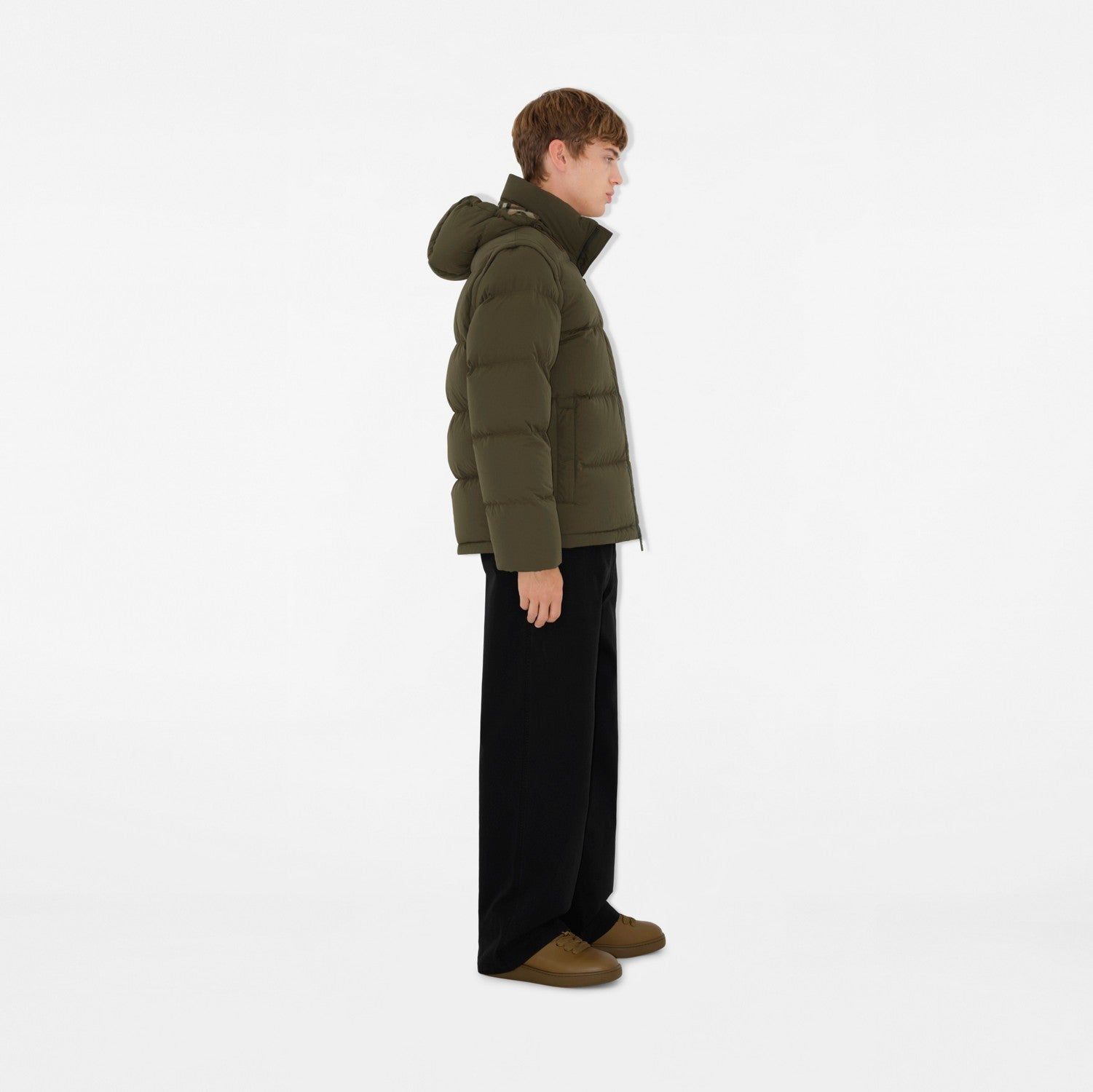 Detachable Sleeve Nylon Puffer Jacket - Loch/linden