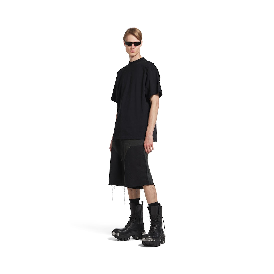 Men's Security Tape Logo T-shirt Oversized in Black Faded/Red