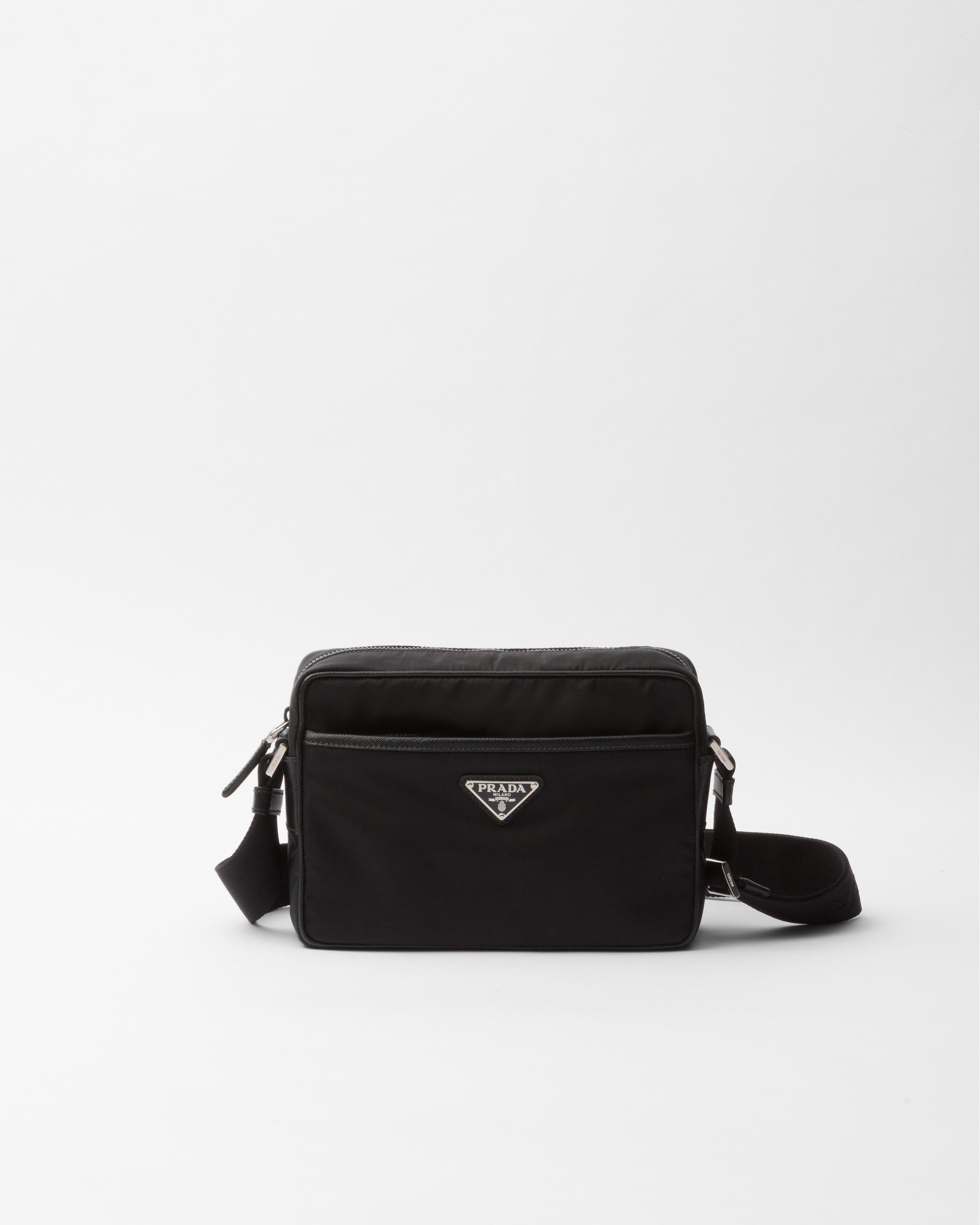 Re-Nylon and Saffiano shoulder bag Black