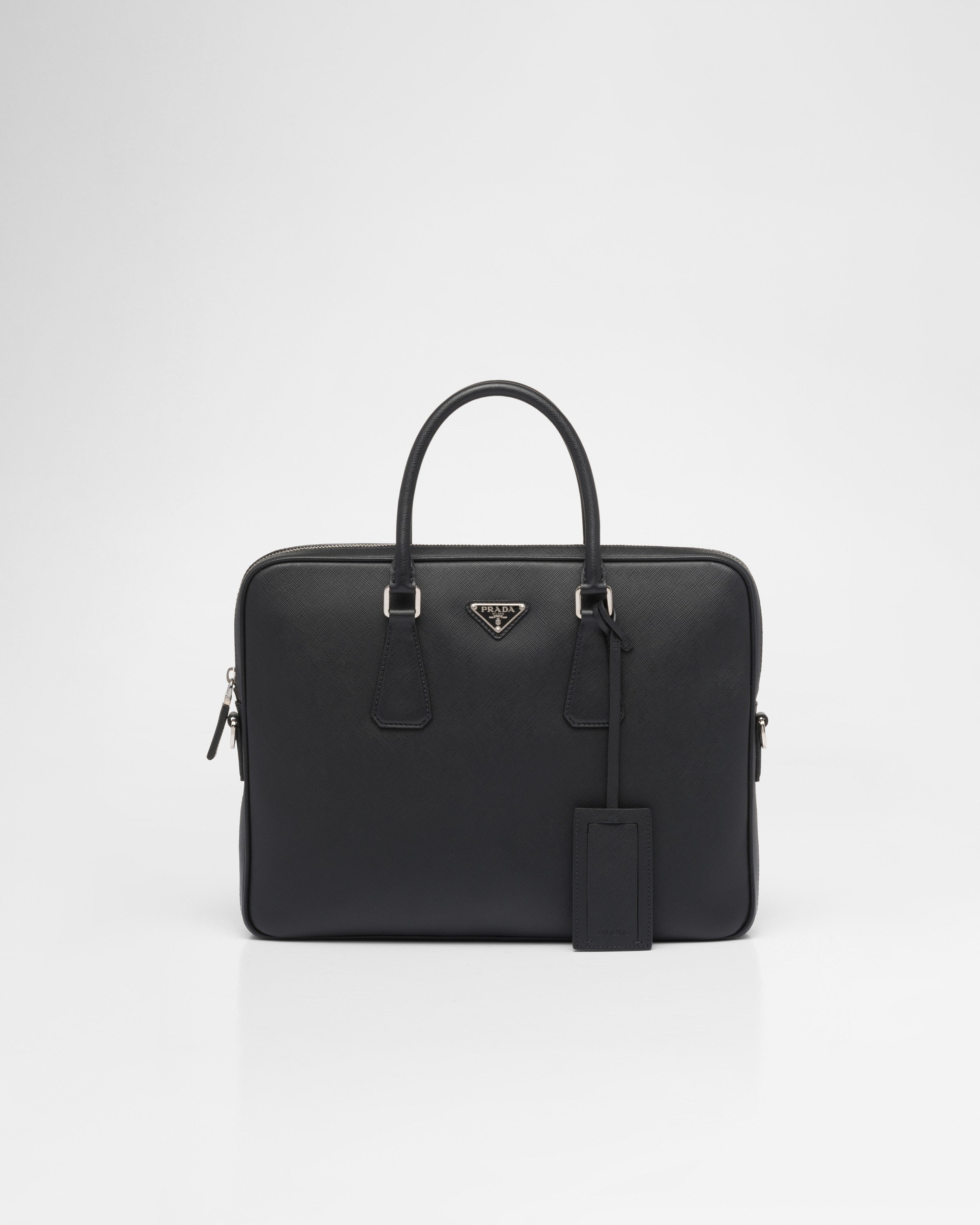 Saffiano Leather Work Bag Black
