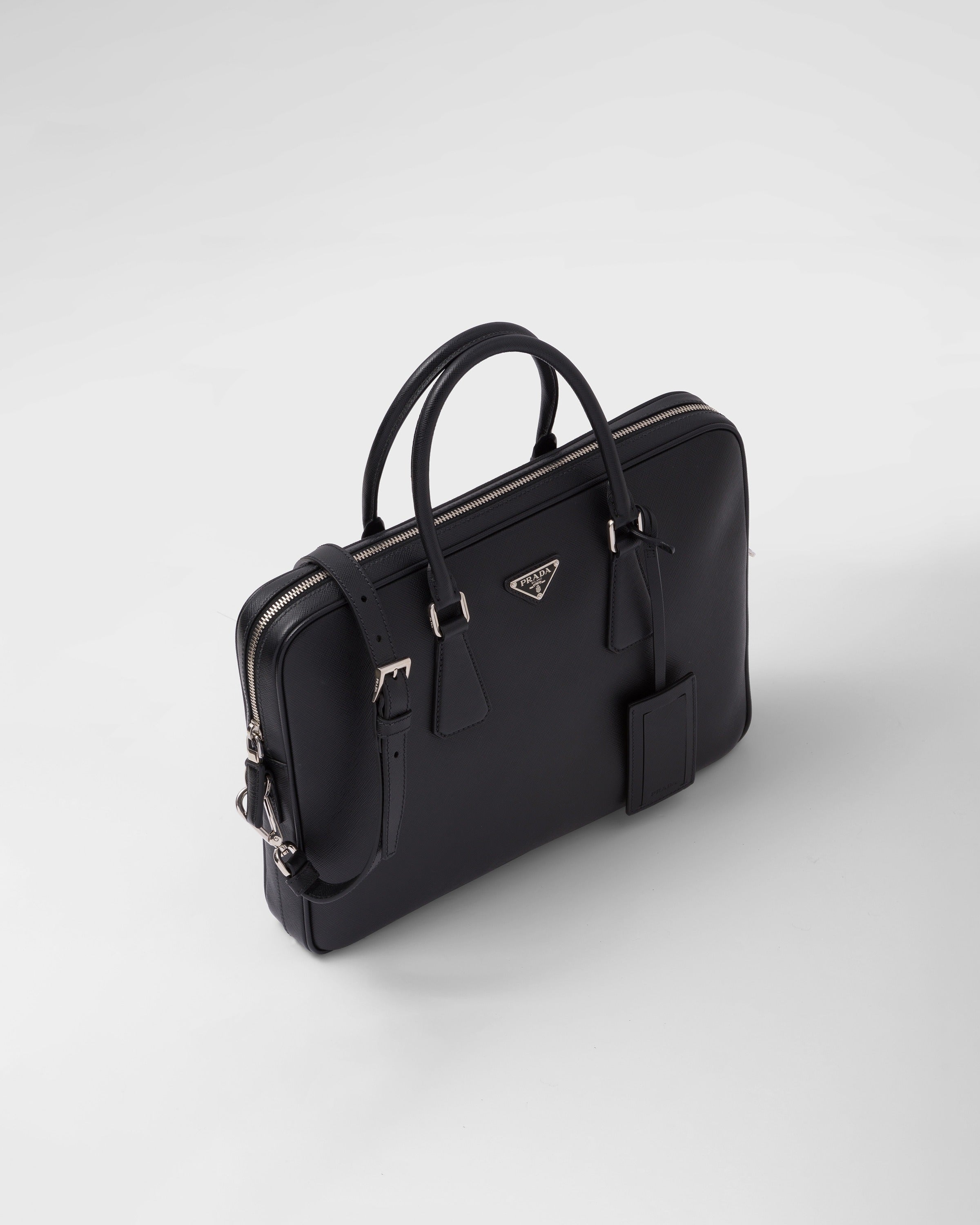 Saffiano Leather Work Bag Black