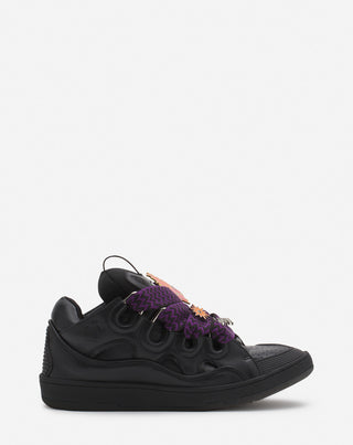 LANVIN X FUTURE CURB 3.0 LEATHER SNEAKERS FOR MEN - BLACK/RED