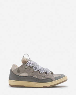 LEATHER CURB SNEAKERS - GREY 2