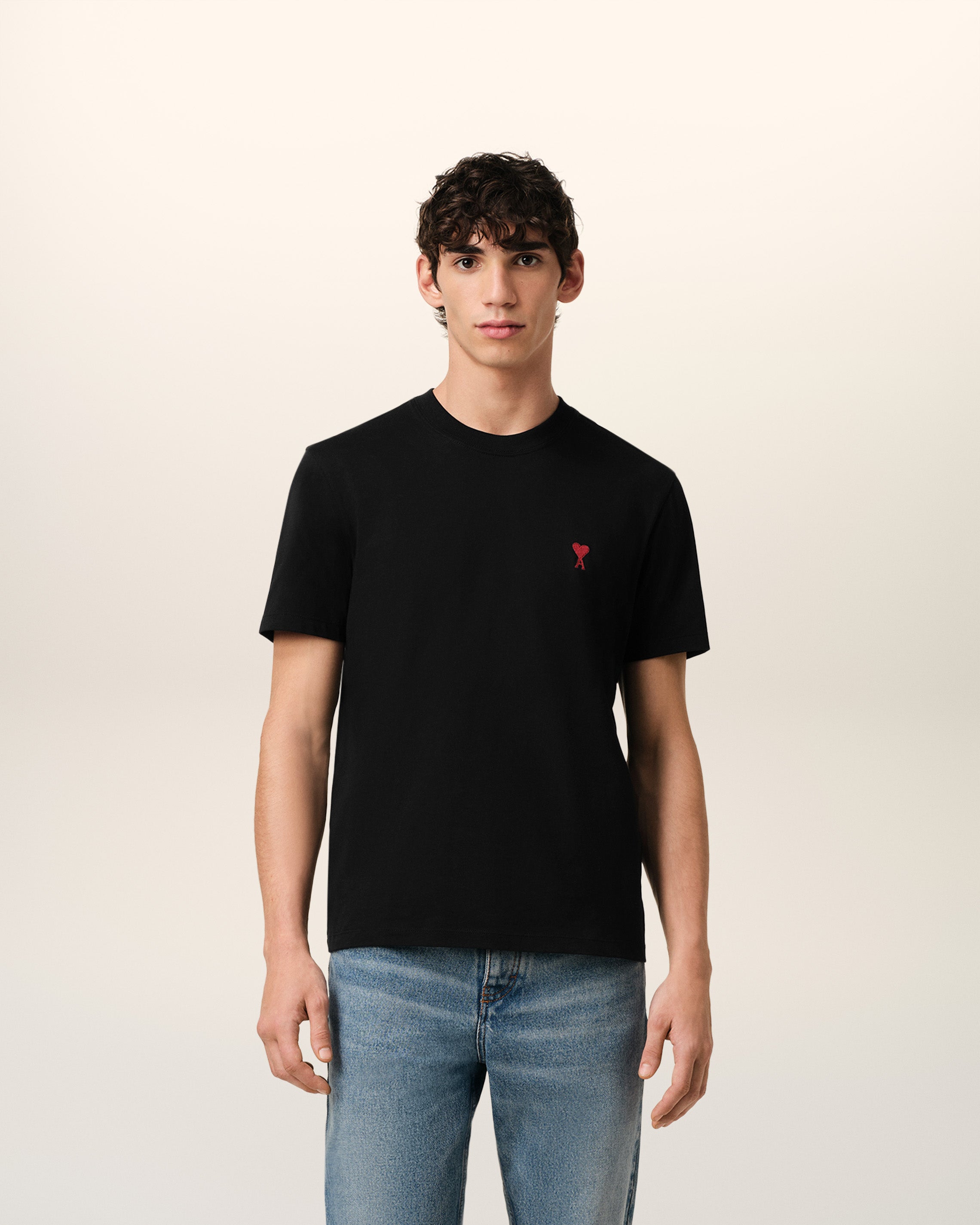 BLACK COTTON AMI DE COEUR T-SHIRT BLACK