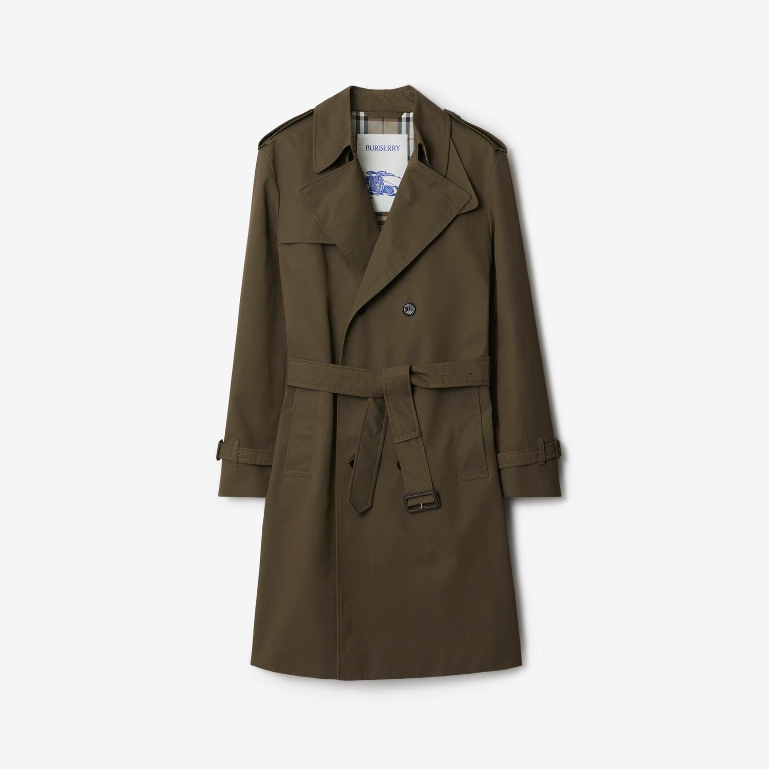 Long Cotton Nylon Trench Coat - Carob