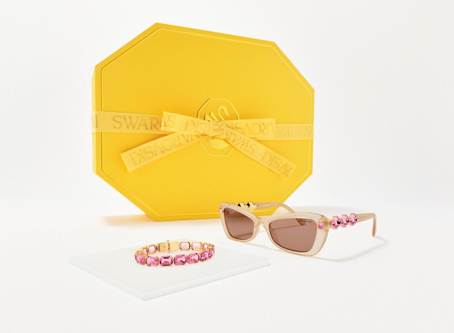 SWAROVSKI SK6033 Swarovski Box Milky Beige - Women Sunglasses, Brown Lens
