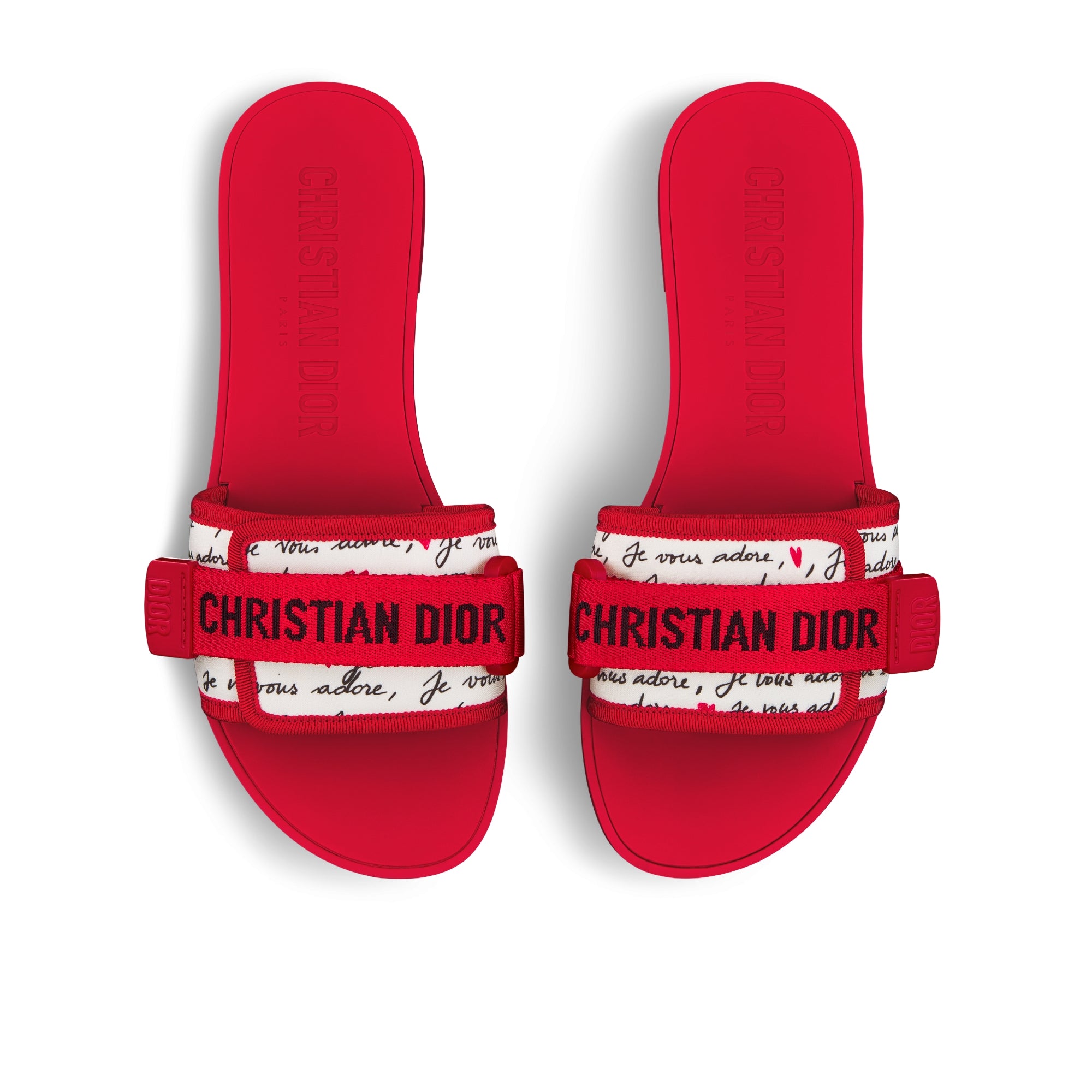 Dioramour Dio(r)evolution Slide - White Technical Fabric with Black and Red Je Vous Adore Motif