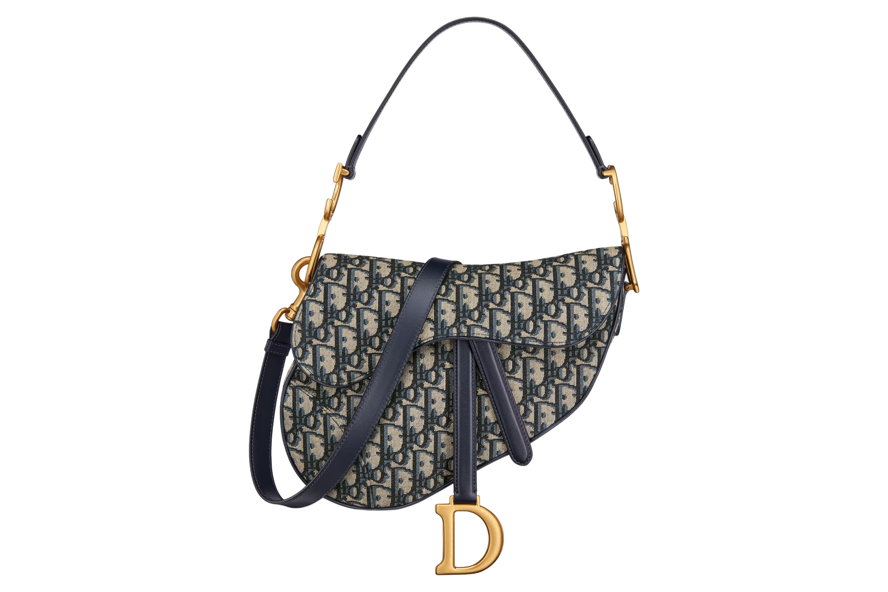 SADDLE BAG WITH STRAP Blue Dior Oblique Jacquard