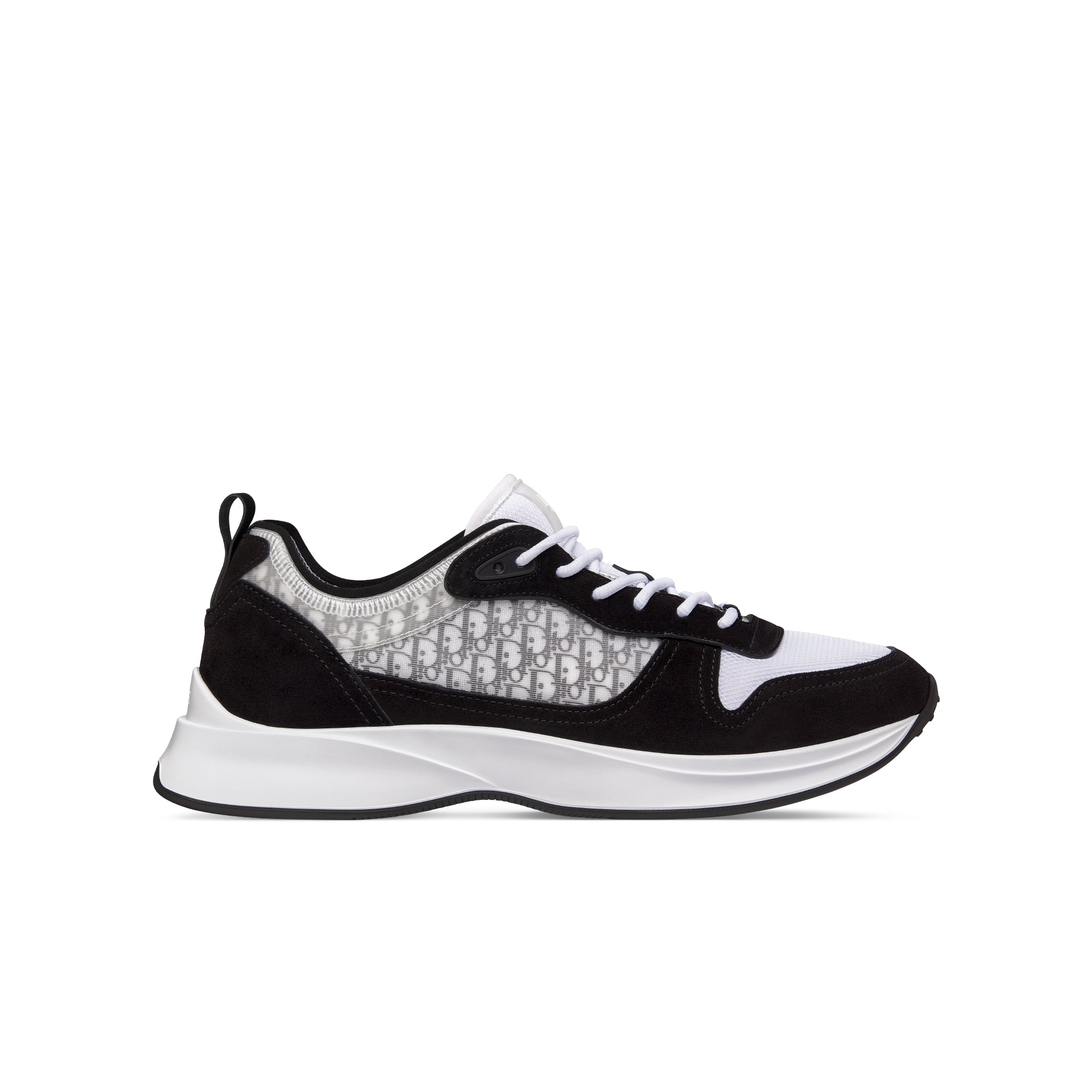 B25 Runner Sneaker - Black Suede with White Technical Mesh and Black Dior Oblique Canvas