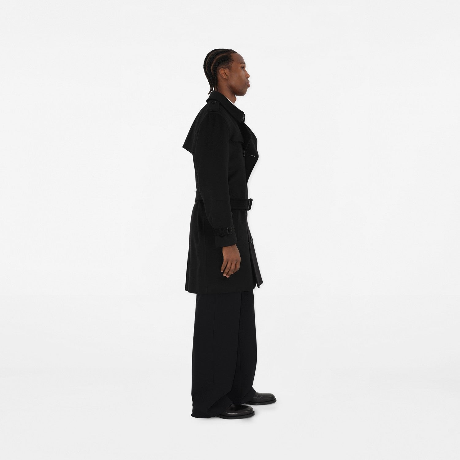 Mid-length Cashmere Blend Kensington Trench Coat - Black