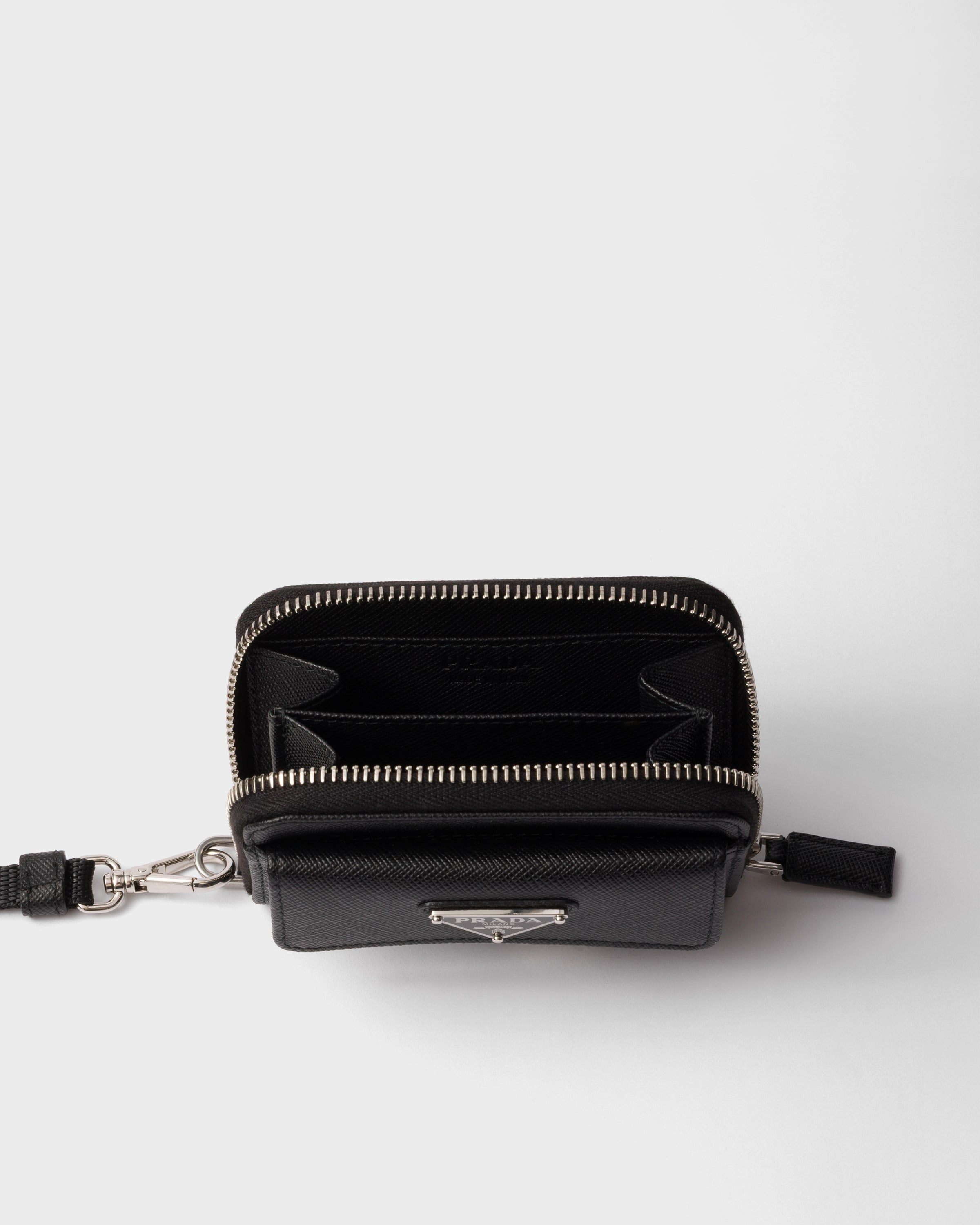Saffiano leather coin purse Black